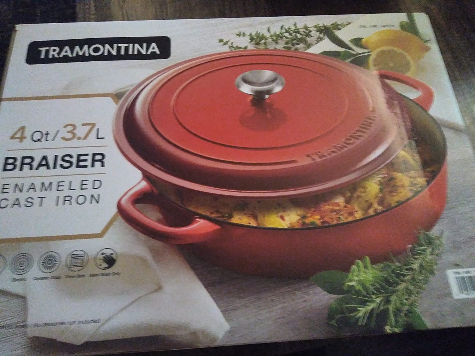 Tramontina Bestow Enameled Cast Iron 4-Qt Braiser Pan with Lid, Cactus customer photo 2