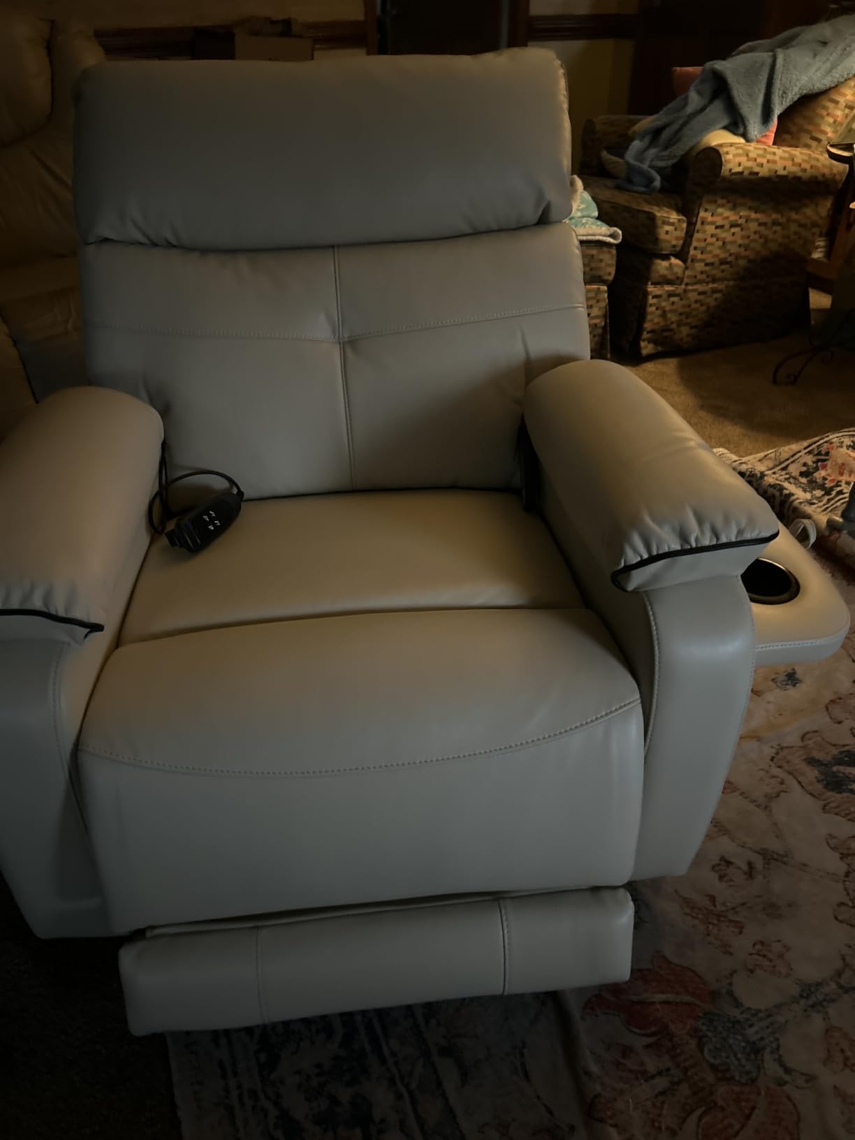 Dual Motor Power Lift Recliner Chair for Adult & Elderly, Leather, Beige customer photo 1