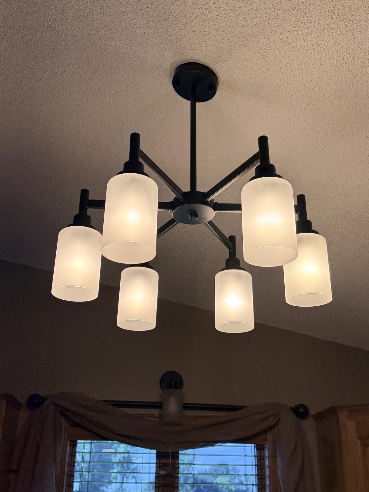 Black Farmhouse Chandeliers for Dining Room Light Fixtures Over Table | Industrial Hanging Lighting with Clear Glass Shade for Living Room Kitchen Island Entryway Brathroom Bedroom Foyer Restaurant customer photo 2