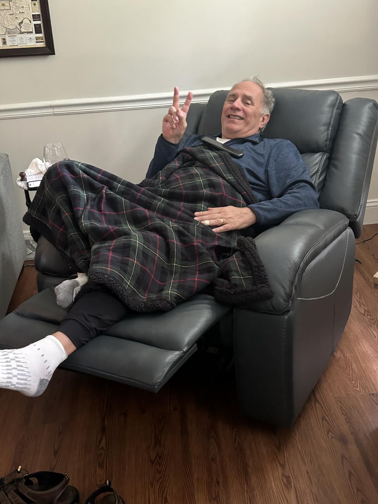 Watson & Whitely Genuine Leather Wall Hugger Power Recliner, Cream customer photo 1