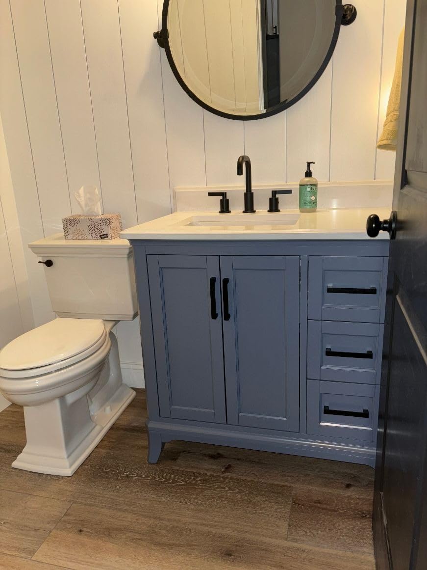 48 Inch Bathroom Vanity with Sink, Modern Steel Blue Bathroom Vanities with Soft Closing Doors & Dovetail Drawers, Quartz Countertop, No Assembly Required customer photo 2