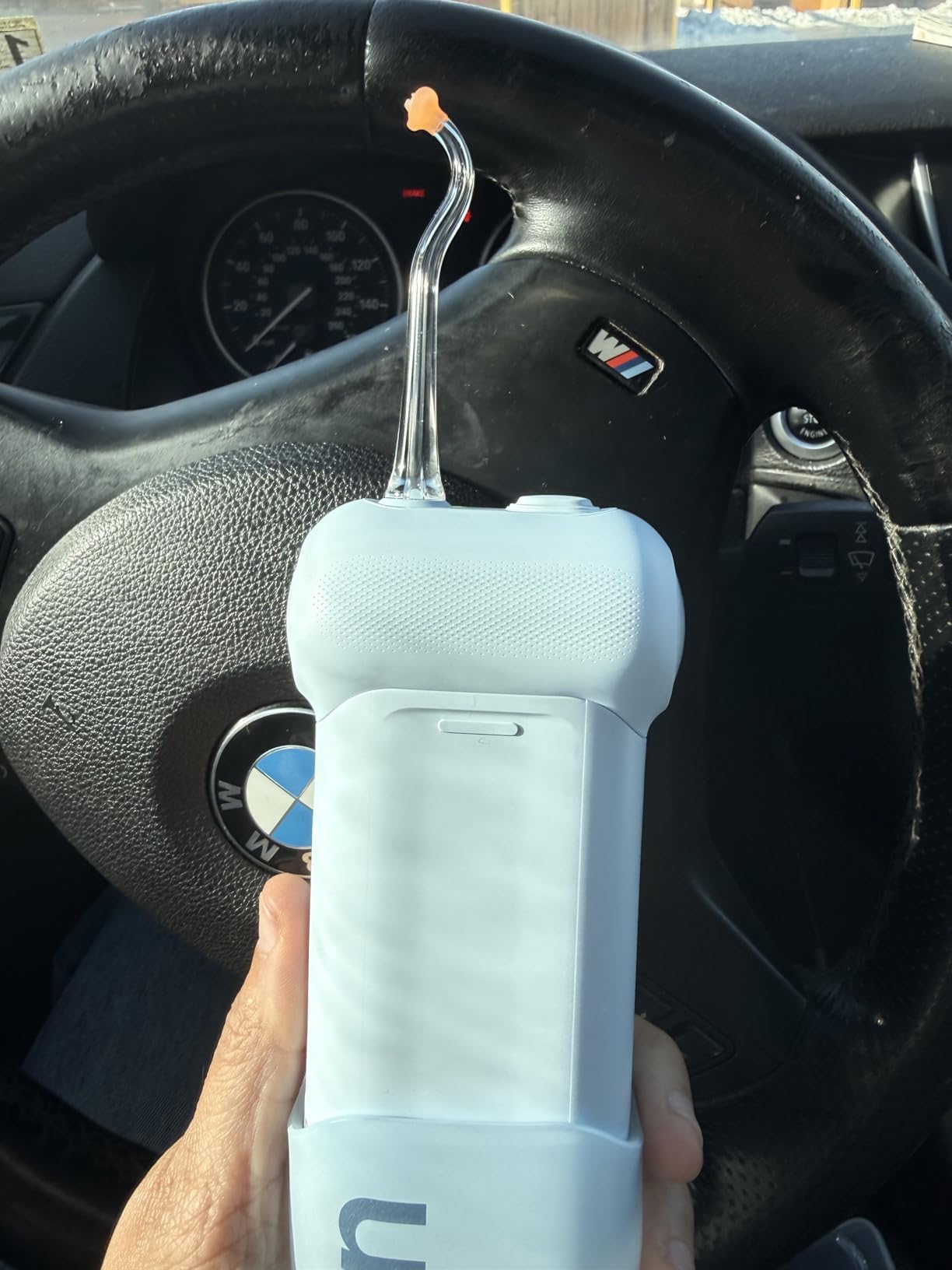 usmile C10 Portable Water Flosser for Travel, 95-Day Battery, IPX7, Blue | 180ml Tank, 4 Modes, 360° Nozzle, Cordless Oral Irrigator for Braces, Implants & Sensitive Teeth, Teeth Cleaner customer photo 1
