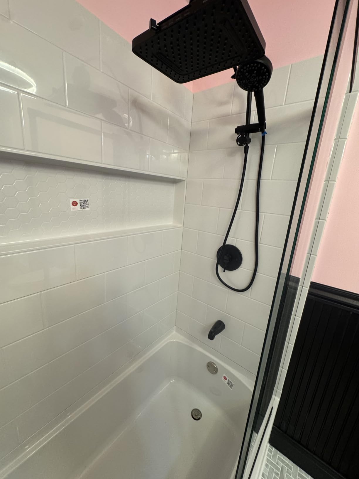 Hibbent 5-spray Dual Filtered Rainfall Shower Head with 10 Spray Handheld | High Pressure 13'' Showerhead Combo, Easy Reach 4-way Diverter Arm with Pause Mode, 71'' Hose & Holder, Matte Black customer photo 1