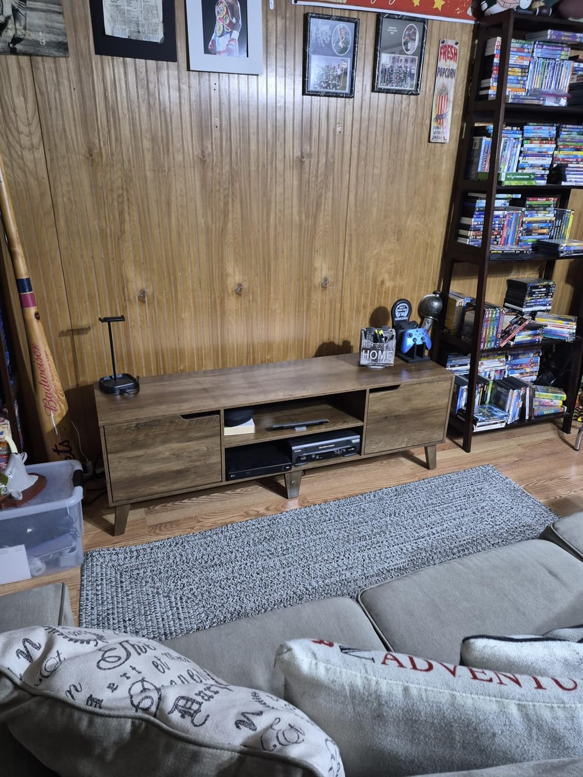 VASAGLE TV Stand for 65'' TV, Entertainment Center with Adjustable Shelf | 58'' Media Console TV Table for Living Room, Mid-Century Modern Style TV Cabinet, Honey Brown, MIRANTA Collection ULTV556K01 customer photo 1