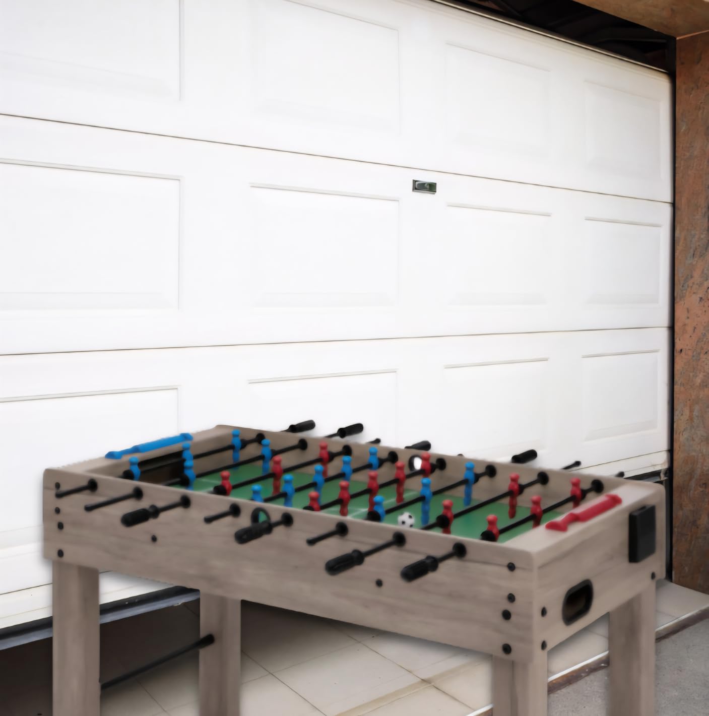 Amazon Basics 48-Inch Foosball Table Soccer Game Room Size with 4 Balls and 2 Cupholders, Oak customer photo 2