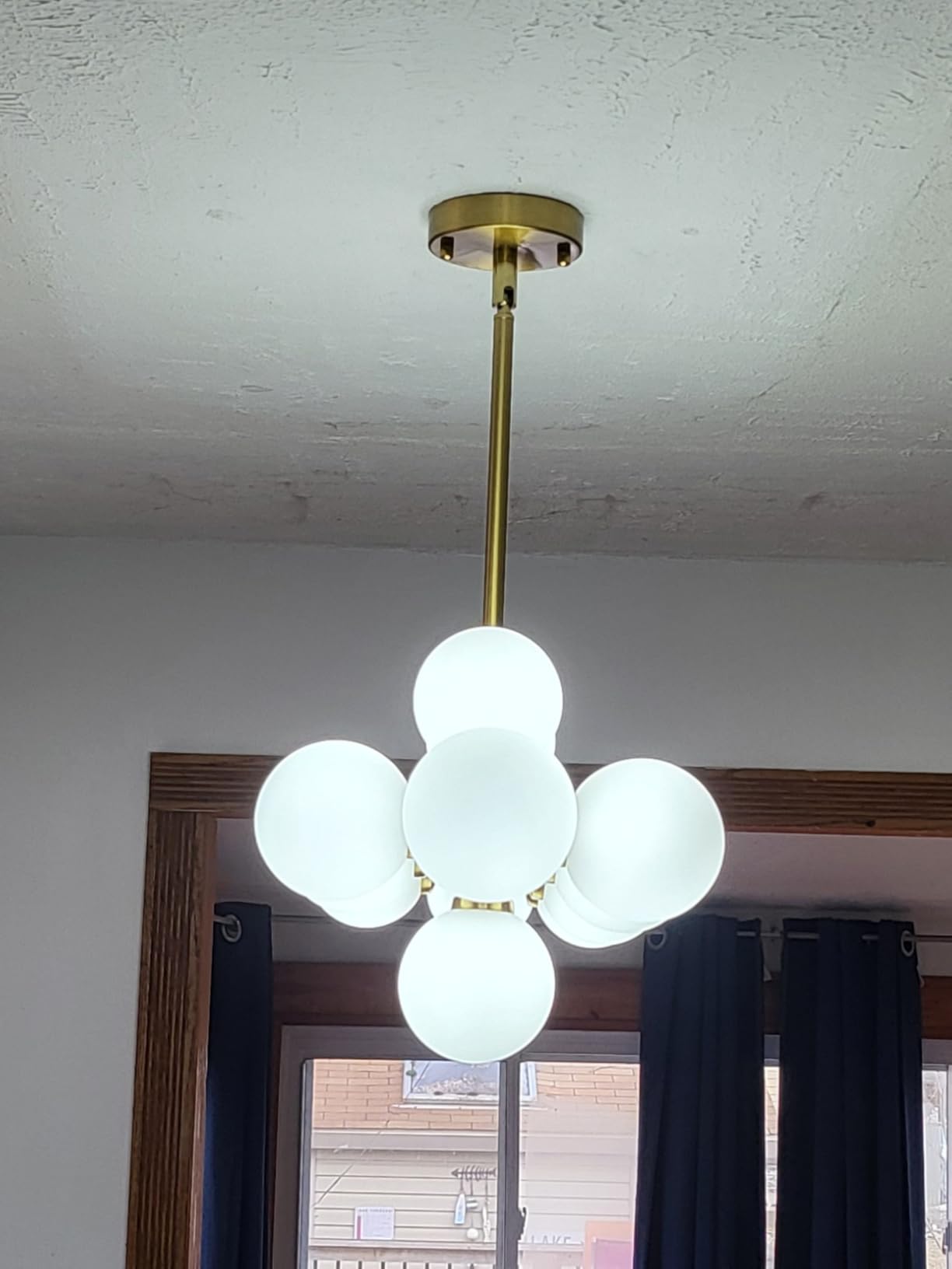 Mid Century Modern Sputnik Chandelier, 16-Light Dining Room Light Fixture | Globe Milk Glass Dining Room Chandeliers over Table, Gold Brass Linear Sputnik Ceiling Light, Pendant Lighting Kitchen Island customer photo 1