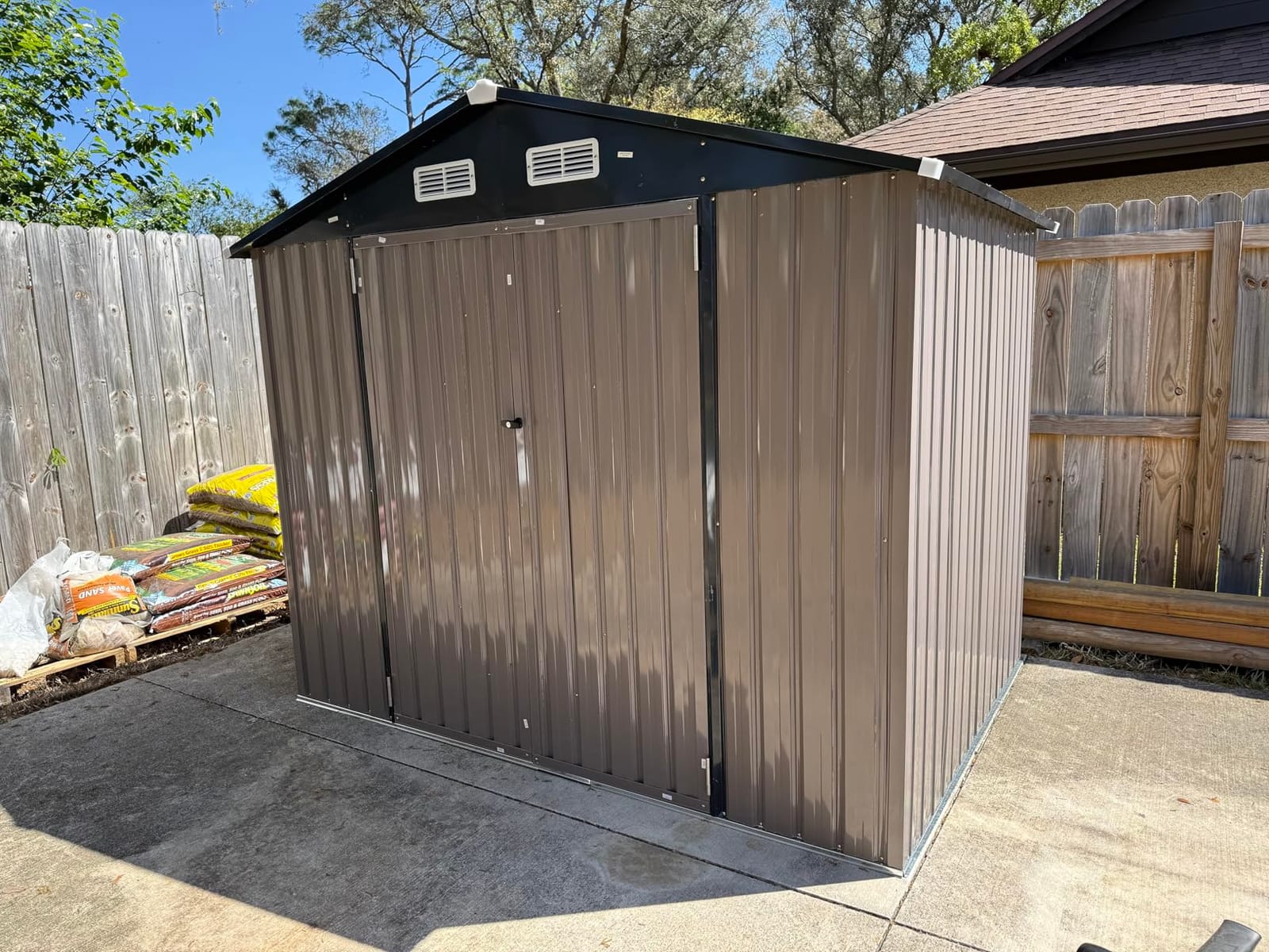 Aoxun 7.3'x5.3' Shed with Floor Galvanized Steel Outdoor Storage Shed Brown customer photo 1