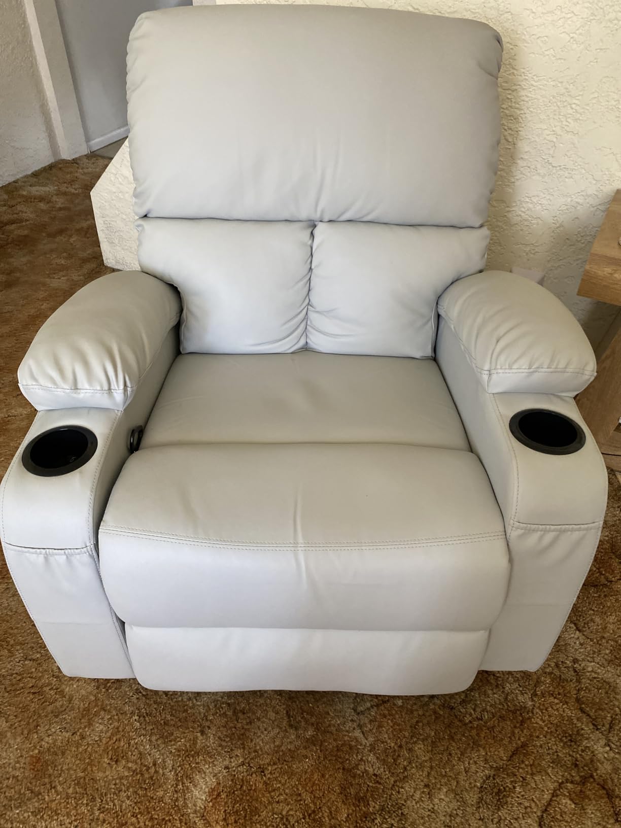 LAFWELL Rocking Recliner Chair, Massage Rocker Recliner Chair with Vibration Massage and Heat, USB and Type-C Ports, 360° Swivel Faux Leather Chairs, Living Room, Bedroom, Nursery, RV, Black customer photo 2