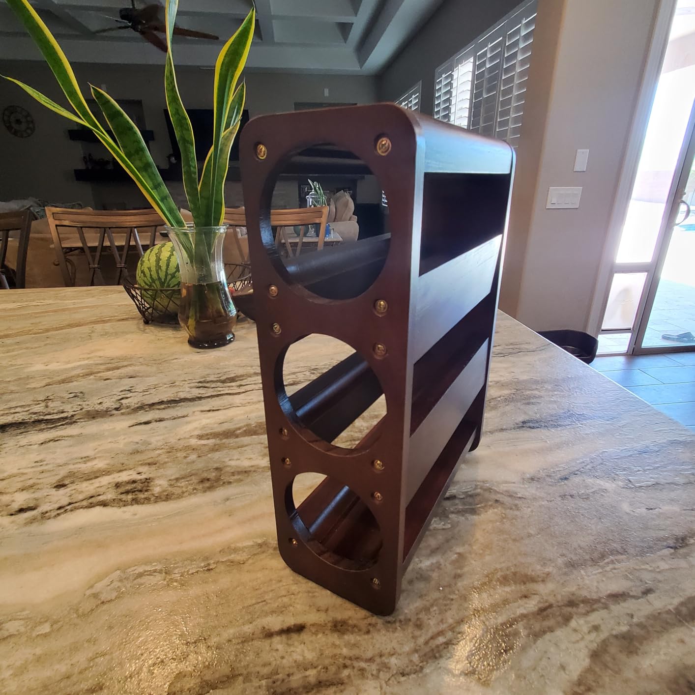 Wine Rack Countertop Pine Wood Wine Bottle Holder, 3 Bottles Wine Rack for Inside Cabinet, Pantry, Kitchen Bar customer photo 1