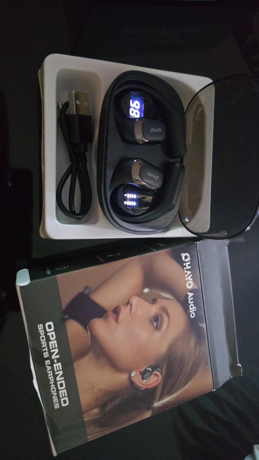 OHAYO Open Ear Headphones,Over Ear Earbuds with Ergonomic Earhook,Bluetooth Headphones 5.4 with Smart Digital Display,40H Playtime,IPX6 Waterproof,Touch Control Operate Fit Cycling,Running,Workout customer photo 1