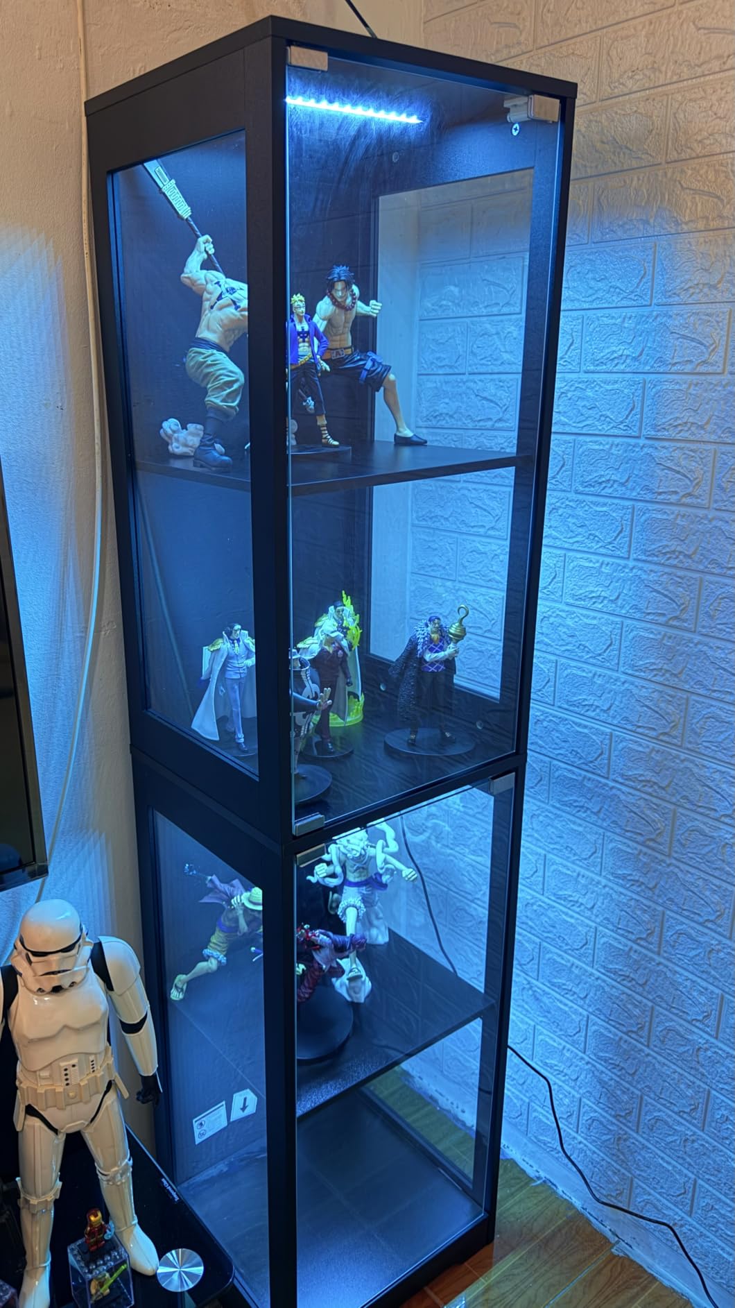 BROTTAR Glass Display Cabinet, Display Case for Collectibles, Black | 4-Tier Curio Cabinets with 3 Color Lights & Human Body Sensor, Storage Cabinet with Glass Door customer photo 1
