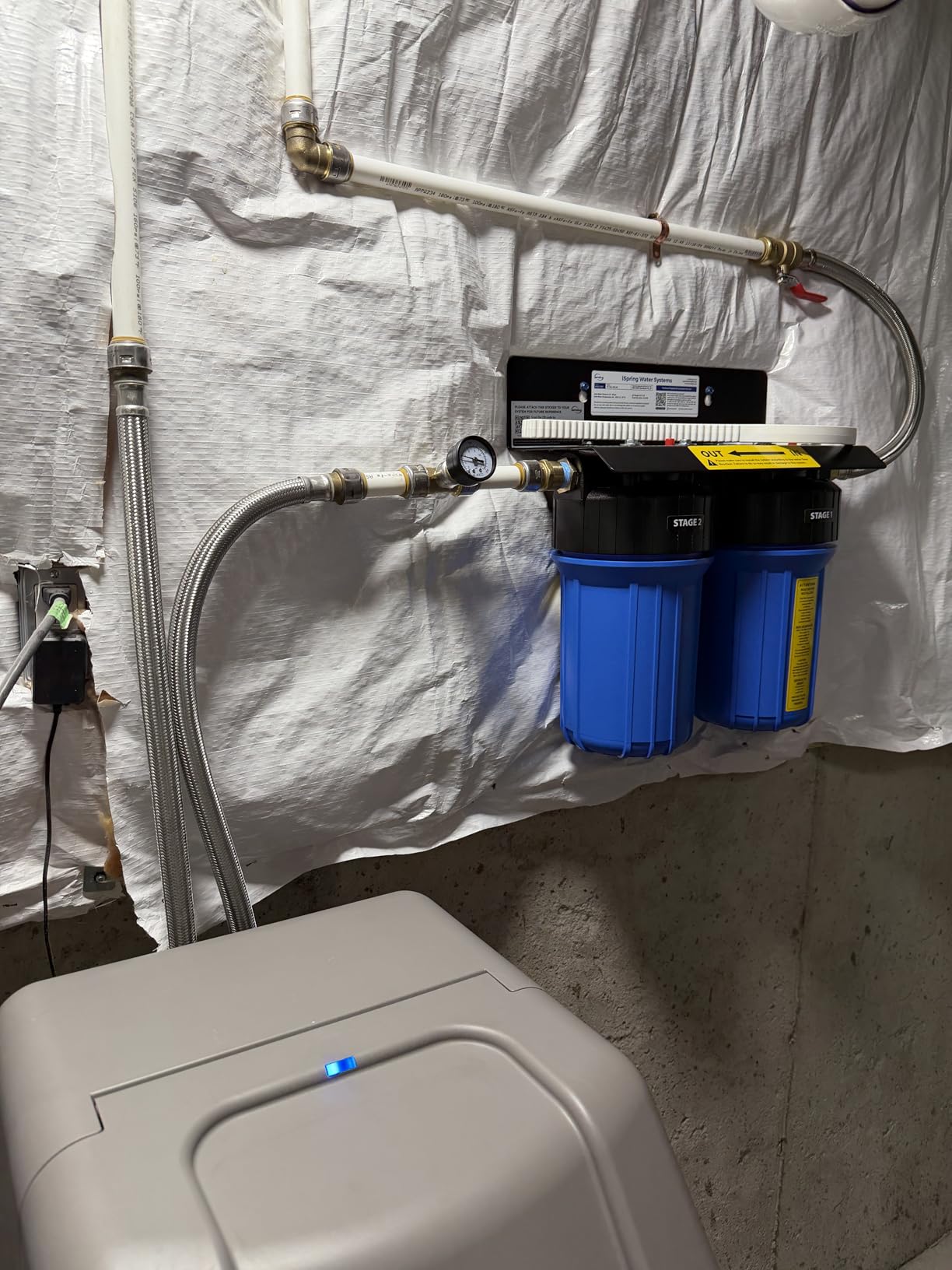 iSpring PFAS & Heavy Metals Whole House Water Filter System, SGS-Tested to Reduce 99% PFAS, 2-Stage Filtration Removes Lead, Heavy Metals, Chlorine, Sediment & Odor, 1
