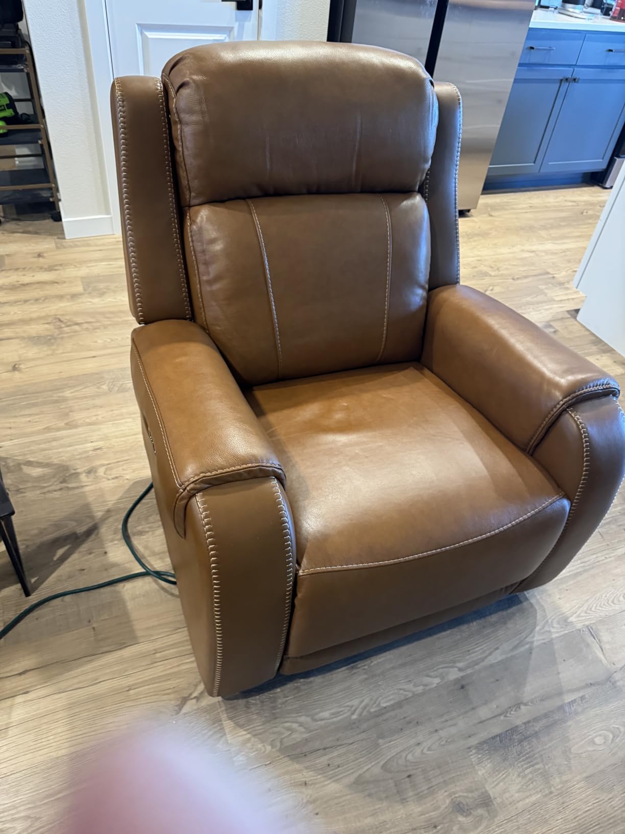 CHITA Wall Hugger Genuine Leather Power Recliner Chair, Saddle Brown customer photo 1