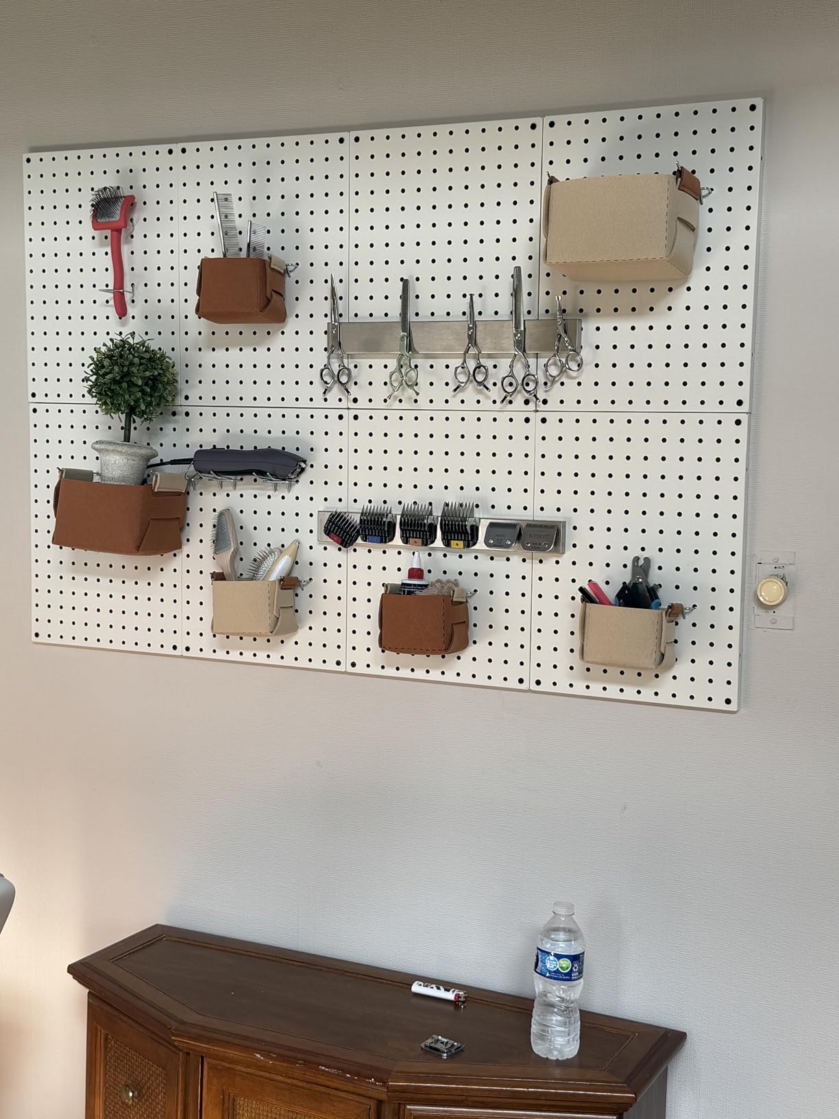 Spampur 4 Pack Peg Board Organizer, Metal Pegboard with Hooks and Baskets (16