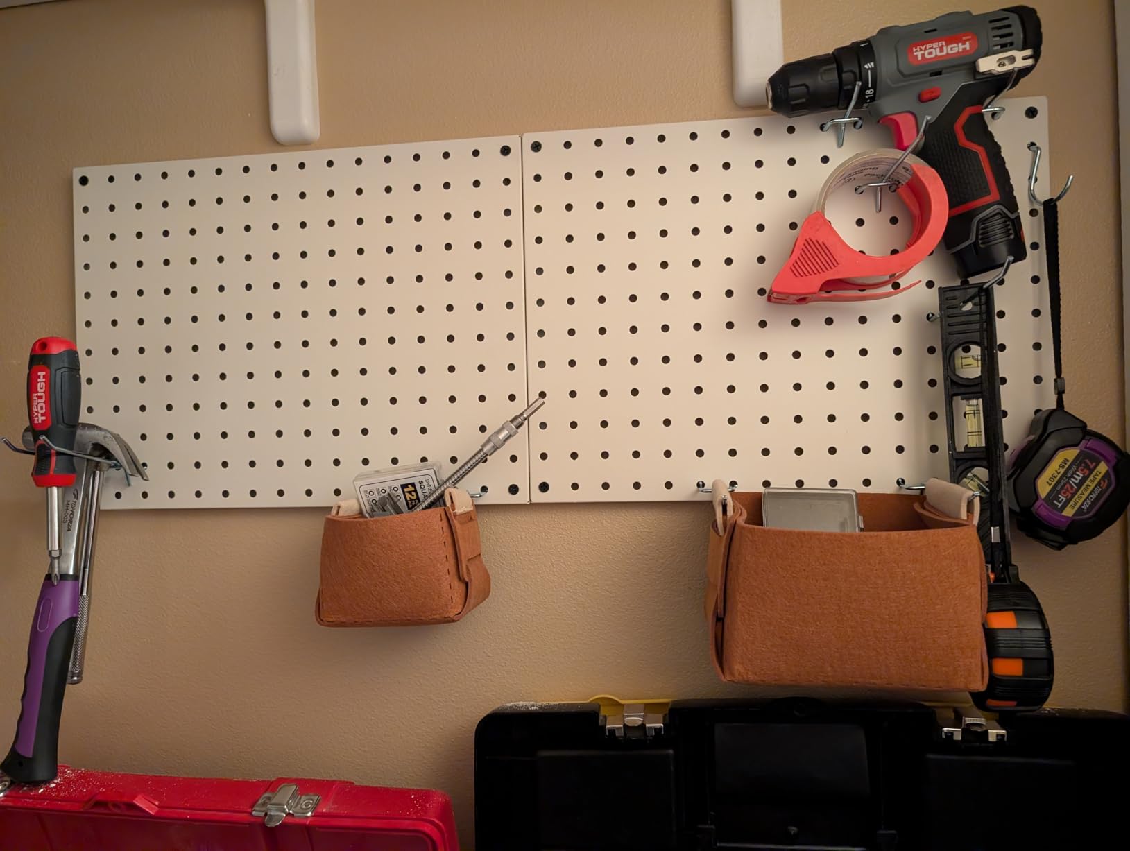 Spampur 4 Pack Peg Board Organizer, Metal Pegboard with Hooks and Baskets (16