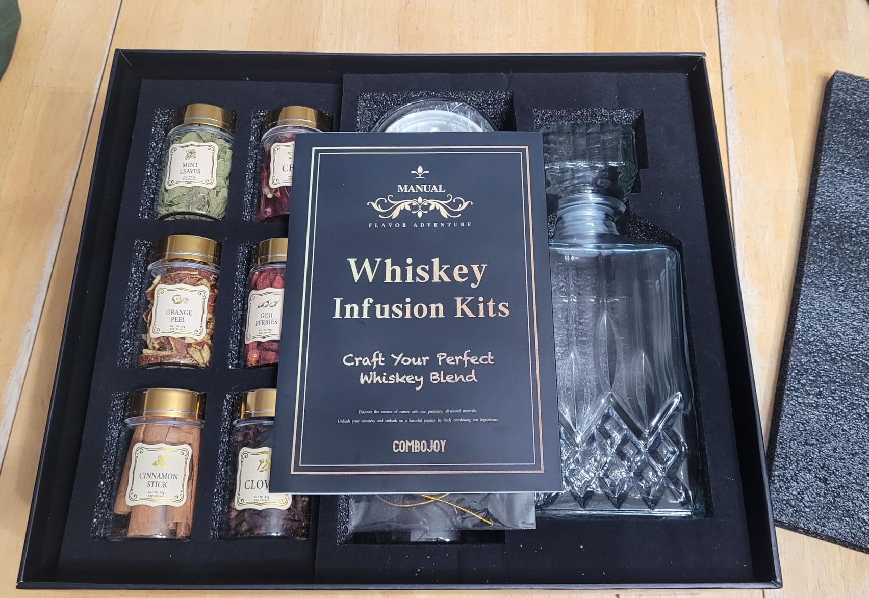 ComboJoy Whiskey Infusion Kit Gifts for Men - 12 Natural Ingredients, Decanter, Infusion Jar, Glass, Ice Mold - DIY Whiskey, Bourbon, Rum & Cocktail Infusion Set for Him, Dad, Husband customer photo 2