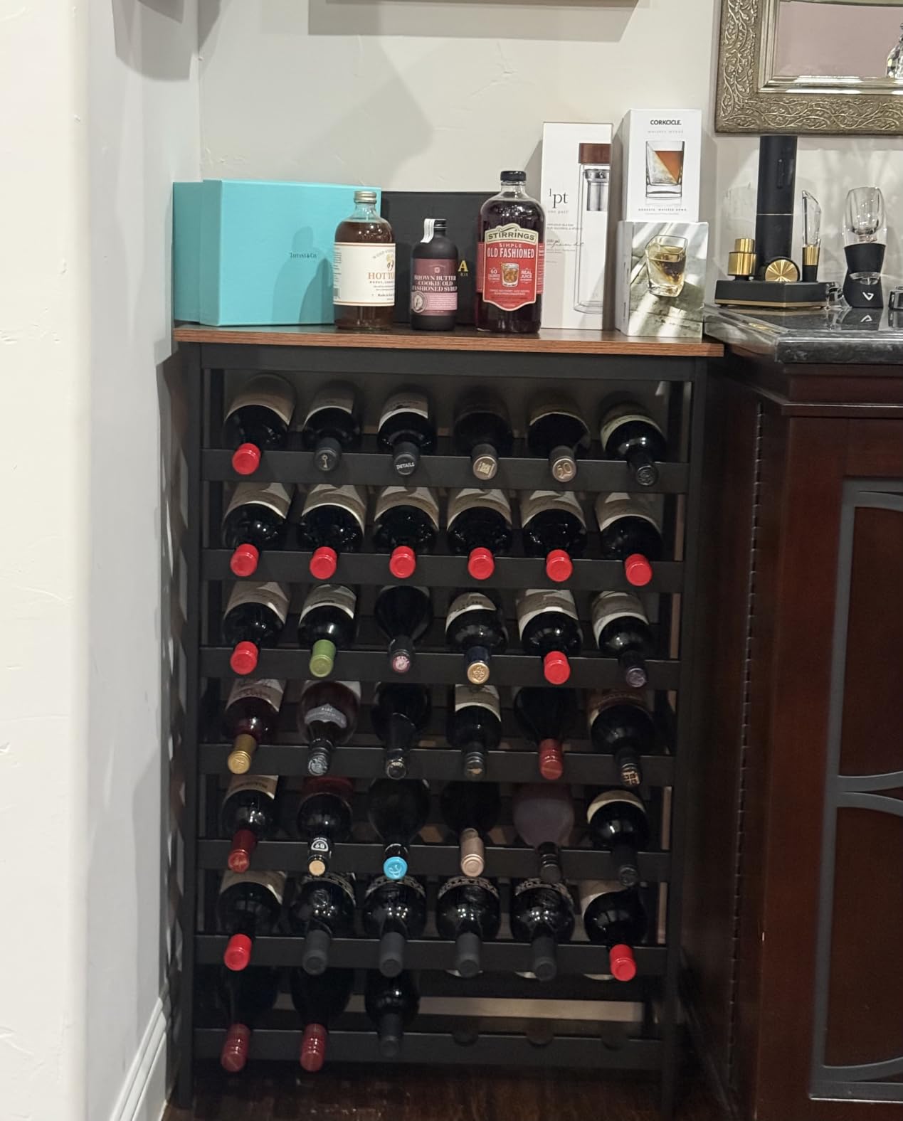 VASMIA Bamboo Stackable Wine Rack, 72 Bottles Wine Rack Freestanding Floor, No Tools Assembly, 8-Tier Display Wine Storage Shelf for Kitchen, Bar, Dining Room, Cellar, Natural customer photo 2