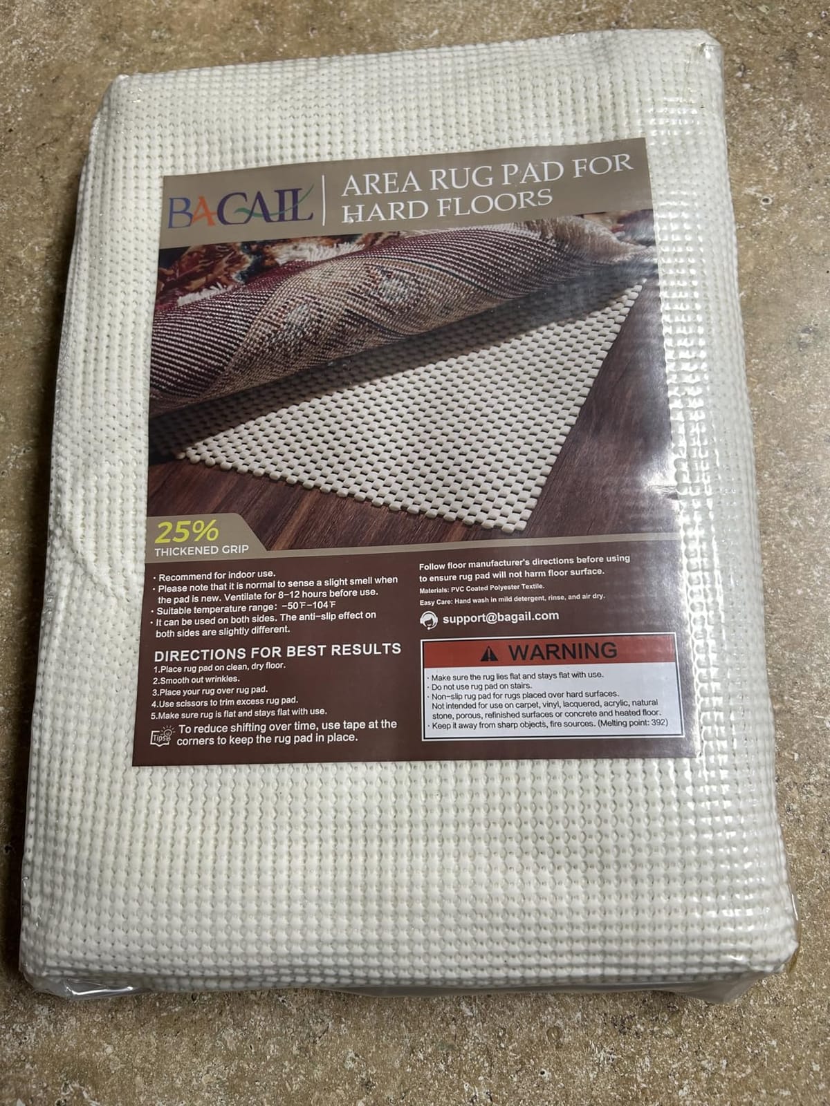 BAGAIL BASICS 8 x 10 FT Rug Pad Gripper for Hardwood Floors, Non Slip Rug Pads for Area Rugs, Extra Thick Under Rug Padding customer photo 2