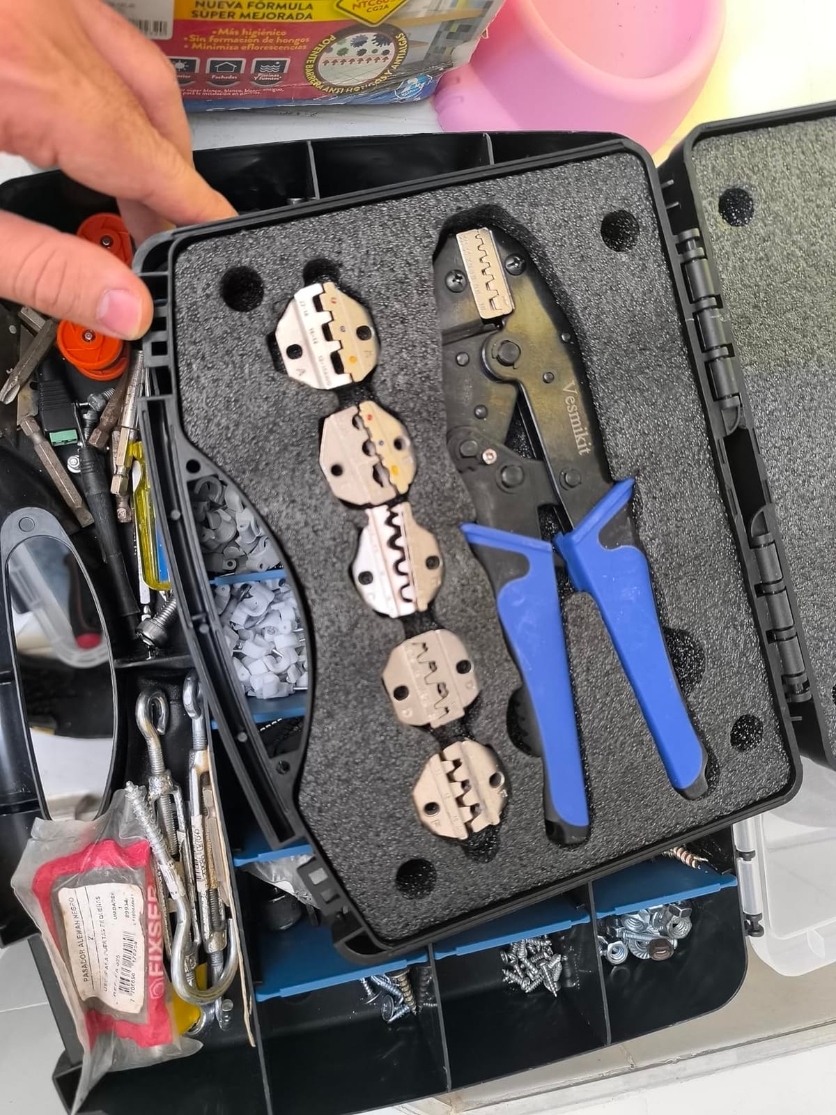 Crimping Tool Set 6PCS - Ratchet Wire Crimping Tool for Heat Shrink, Insulated Nylon, Non-Insulated, Wire Ferrules, Open Barrel Terminals, Solar Connectors - Crimper with 6 Interchangeable Die customer photo 2