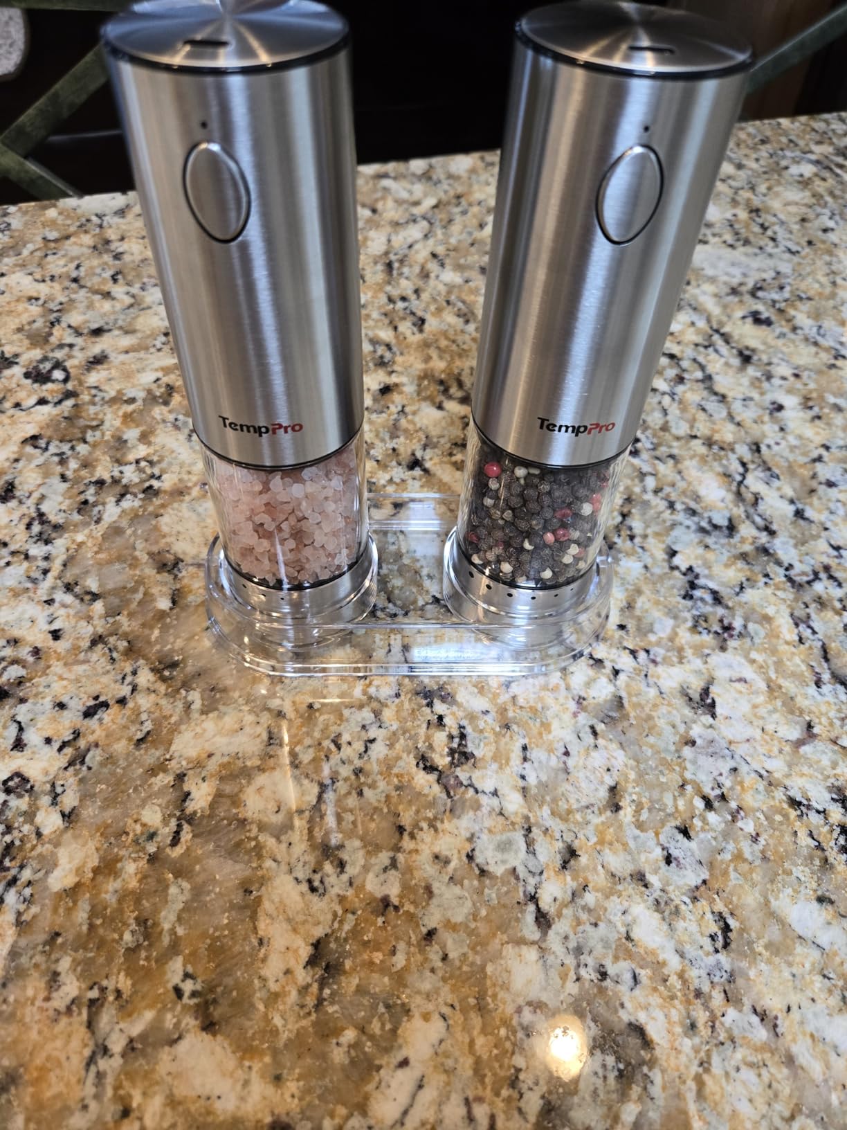 TempPro Rechargeable Electric Salt and Pepper Mill Set with Large Capacity | Automatic Pepper Salt Grinders with External Coarseness Adjust, Stainless Steel Kitchen Gadgets for Home & Housewarming Gifts customer photo 2