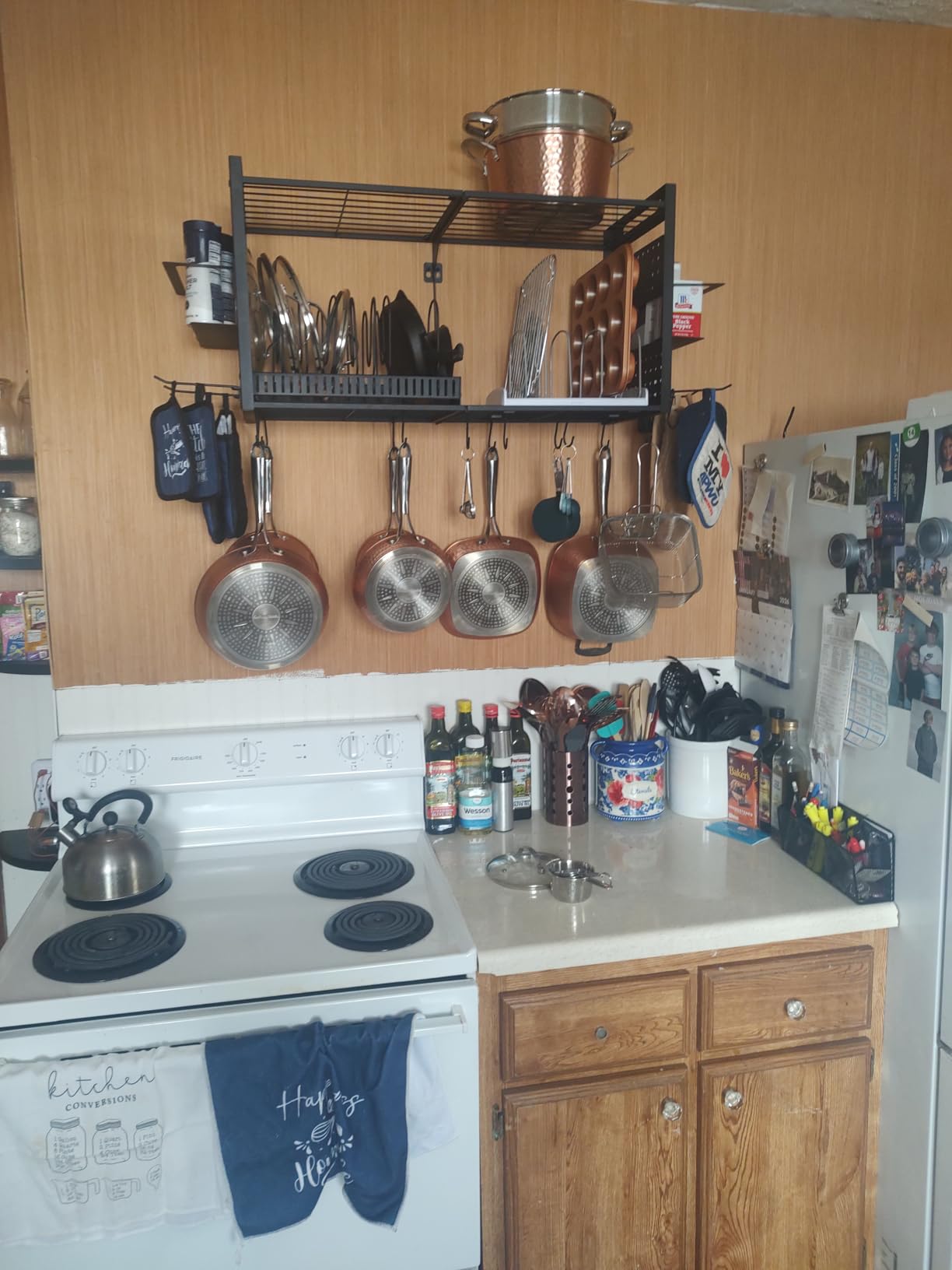 31 Inch Pot Rack Wall Mounted, 3 in 1 Pots and Pans Organizer with 2 tier Kitchen Racks & Pot Lid Organizer Holder and 20 Hooks, Heavy Duty Hanging Pot Hanger customer photo 1