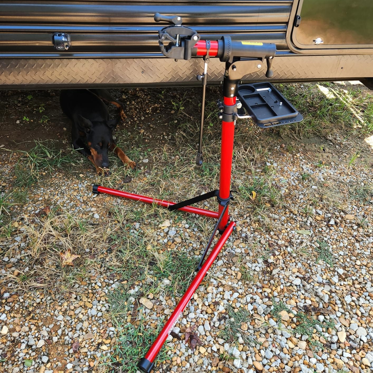 Upgrade 2.0 Bike Repair Stand (Max 110 lbs) - Portable Aluminum Bicycle Stand Maintenance Workstand with Heavy 360° Clamp Head Made For Electric Bikes, Mountain Road Bike customer photo 1
