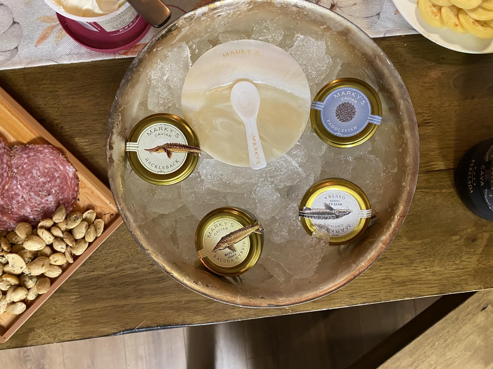MARKY'S Essential Caviar Tasting Gift Set - 0.5 oz (Pack of 4) | Kaluga Amber, Hackleback, Osetra Royal, Paddlefish, Cocktail Blini, Creme Fraiche, Spoon, Plate & Tin Opener & Cooler Bag customer photo 1