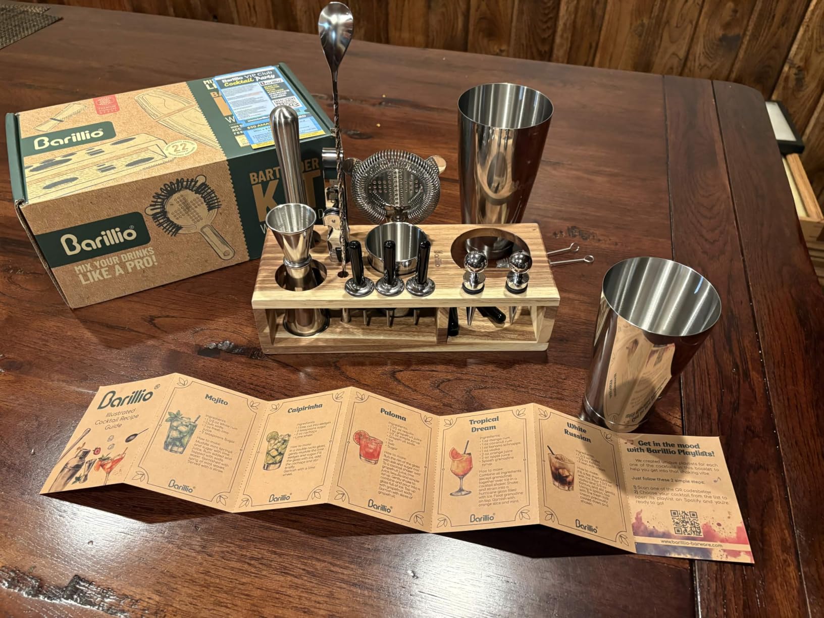 Barillio Gold Bartender Kit - 23-Piece Stainless-Steel Cocktail Shaker Set with Premium Acacia Stand | Martini Barware Mixing Tools for Home Bartending | Gift Set customer photo 2