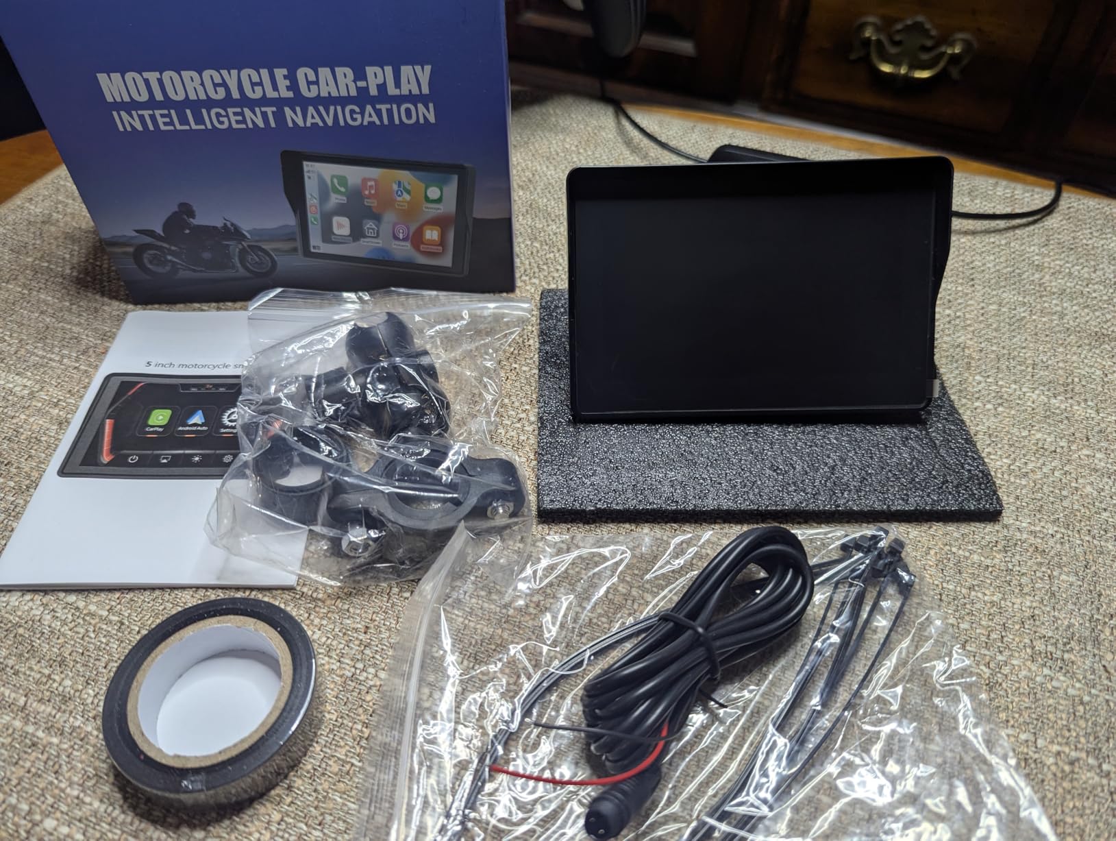 2026 YZW GPS Carplay 5 inch for Motorcycle with Wireless CarPlay & Android Auto, IP69K Waterproof Touch Screen, GPS Navigation, Supports Bluetooth, Siri/Google Voice Control, Custom Boot Logo, Bracket customer photo 2