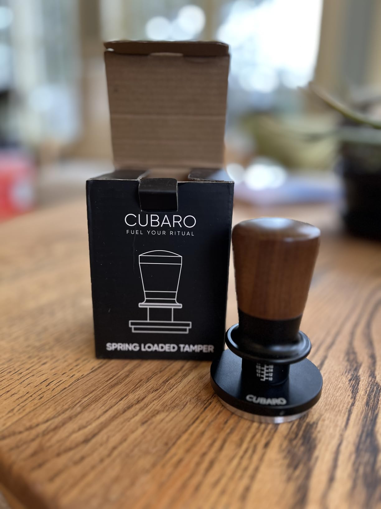 53.3mm Calibrated Espresso Tamper - 30lb Spring Loaded Auto-Leveling Coffee Tamper with Walnut Handle & Ripple Stainless Steel Base for 54mm Portafilters customer photo 1