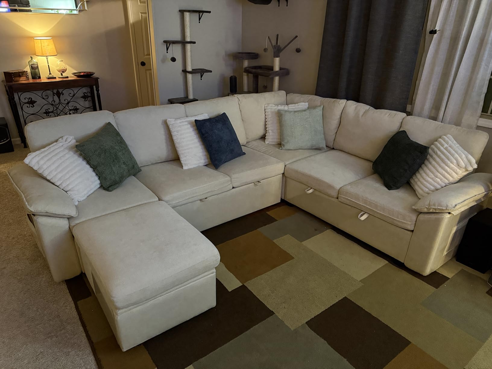 108'' Modular Sectional Sofa with Pull Out Bed, Sleeper Sofa, Dark Gray customer photo 1