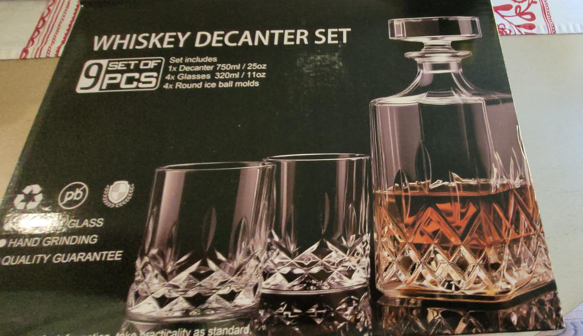Whiskey Decanter Set for Men, 4*Crystal Whiskey Glasses(Get 4 Silicone Ice Mold Free), Lead-Free Decanter Set for Whiskey, Bourbon, Scotch, Anniversary Christmas Gifts for Dad, Husband, Whiskey Lovers customer photo 2