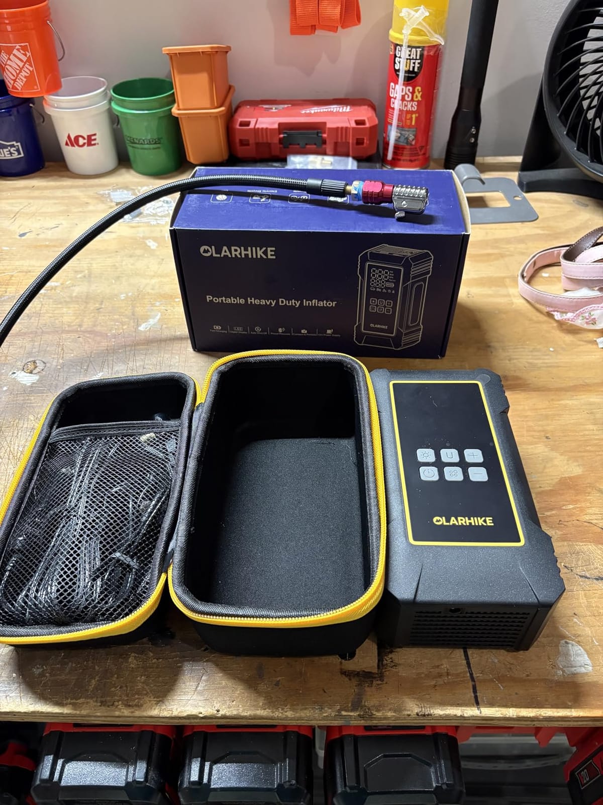 OlarHike 12000mAh Heavy Duty Tire Inflator Portable Air Compressor | Powerful, 7X Faster, 150PSI, Dual Power 12V&Cordless, For Car Tires, Pickup Trucks, Jeeps, SUVs & RVs, Digital Pressure Gauge customer photo 1