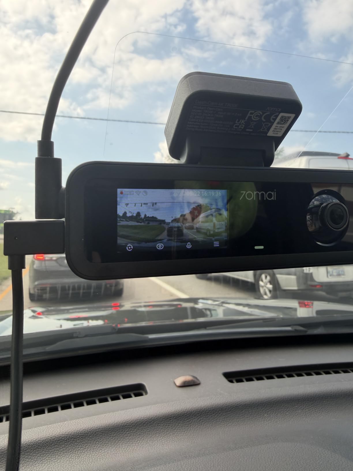 70mai 4K Dash Cam Front and Rear Inside, 3 Channel Car Dash Camera for Cars, Dashcam with GPS, Wi-Fi 6, Voice Control, Parking Monitor, Night Vision, Loop Recording, 64GB SD Card Included (T800E) customer photo 1