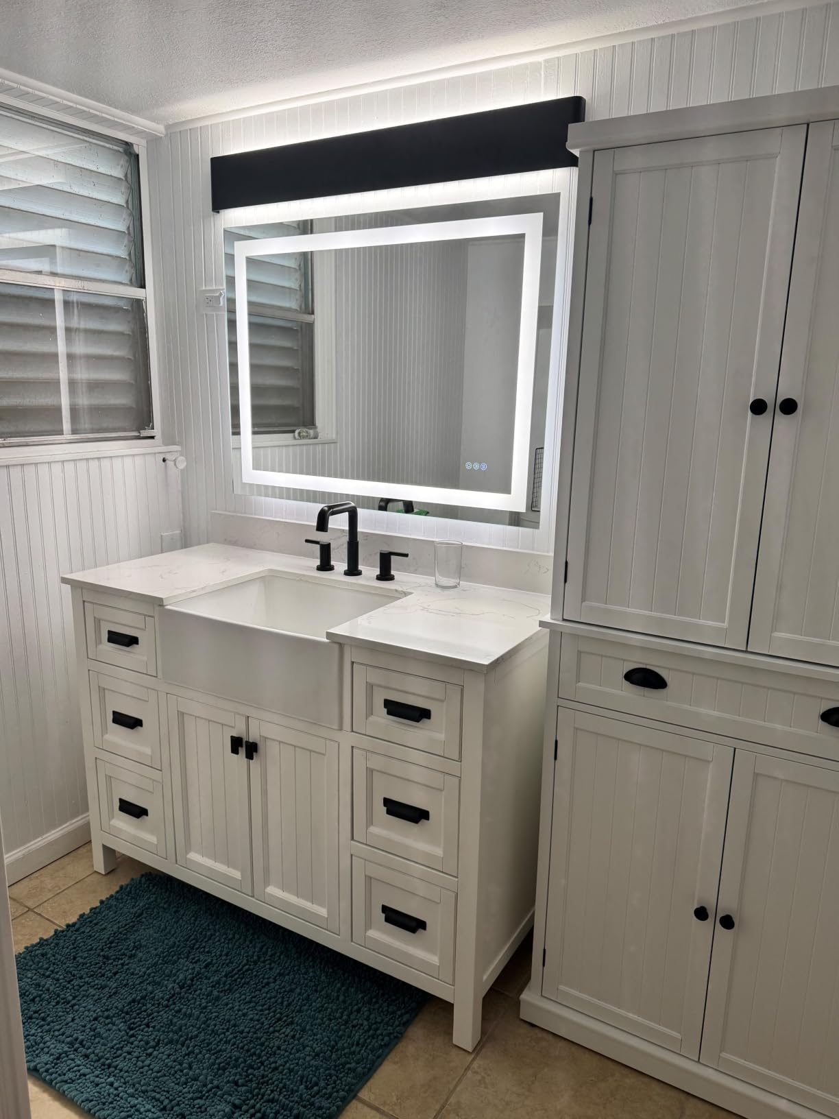 60 Inch Bathroom Vanity Double Sink, Steel Blue | Fully Assembled Solid Wood Double Sink Bathroom Vanity with Soft Closing Doors & Full Extension Dovetail Drawers, Quartz Top customer photo 2