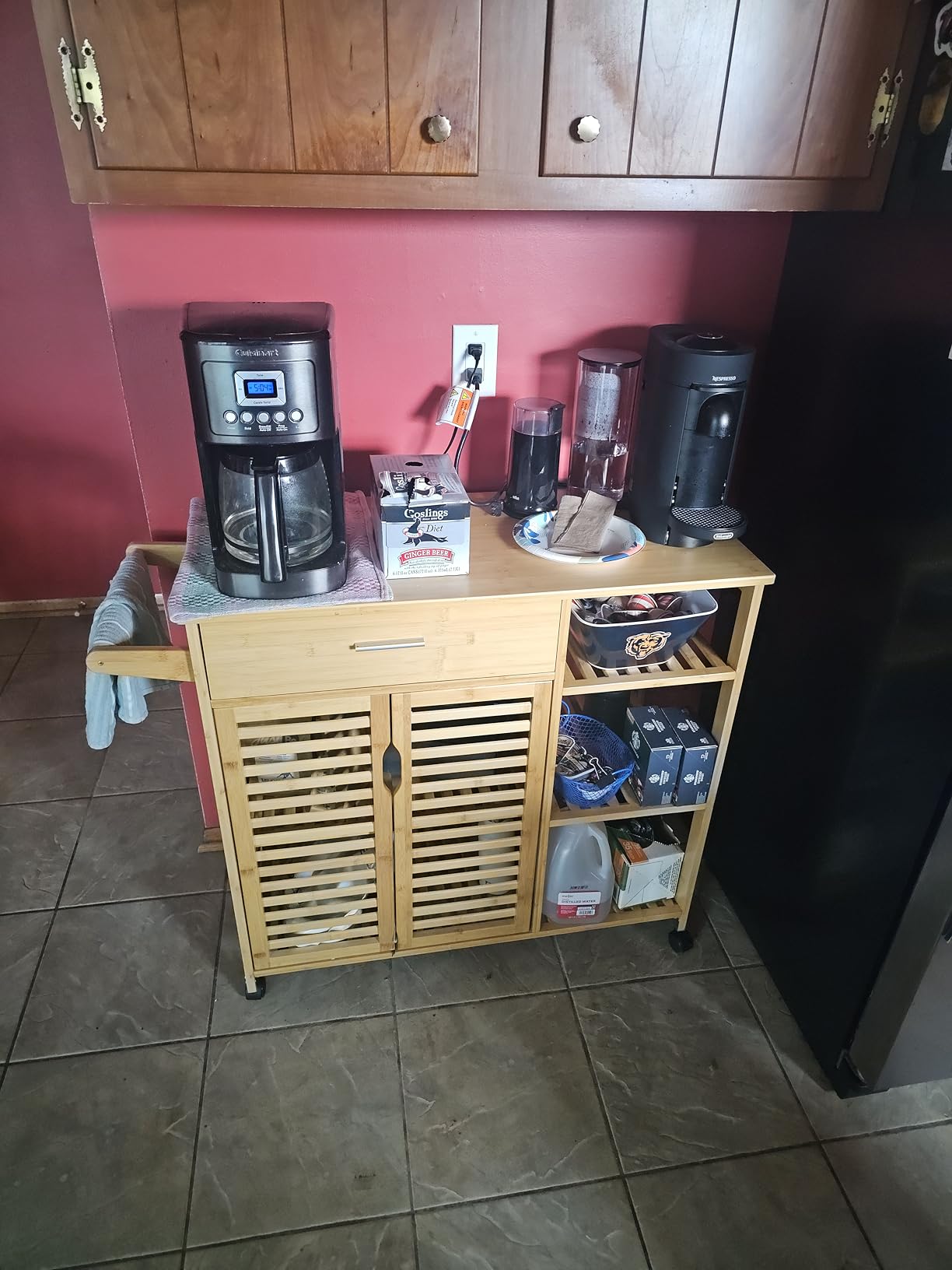 Bamboo Kitchen Island Cart with Storage, Rolling Butcher Block customer photo 1