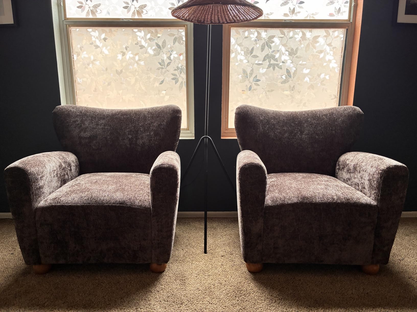 Christopher Knight Home Lindy Wingback Accent Chair, Upholstered Armchair with Rounded Wooden Legs, Curved Backrest Single Sofa, Soft Cushion Seating, Comfy Lounge Chair for Living Room, Dark Brown customer photo 2