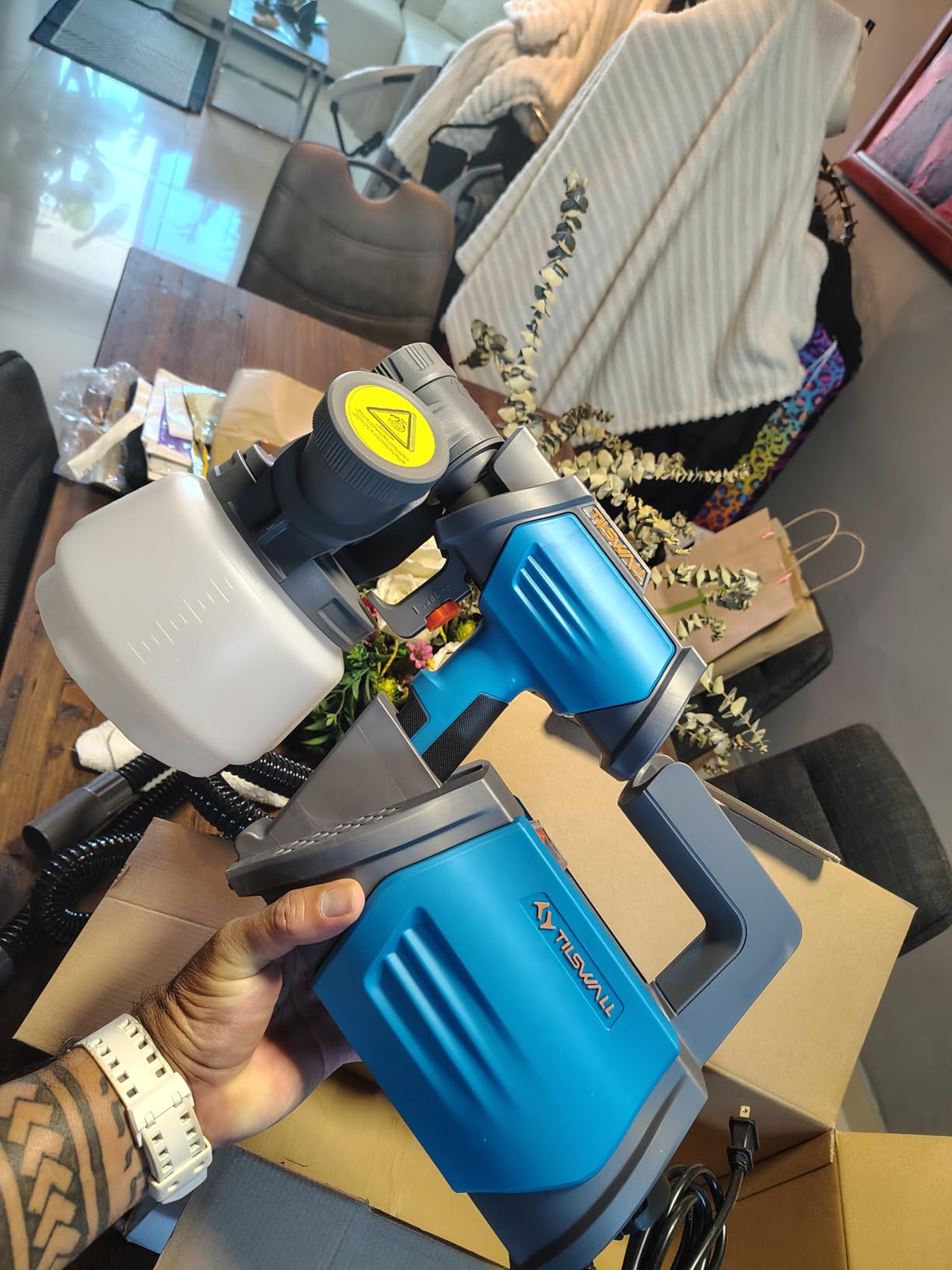 Tilswall Shark800 Paint Sprayer HVLP 800W Electric Spray Paint Gun, Blue customer photo 2