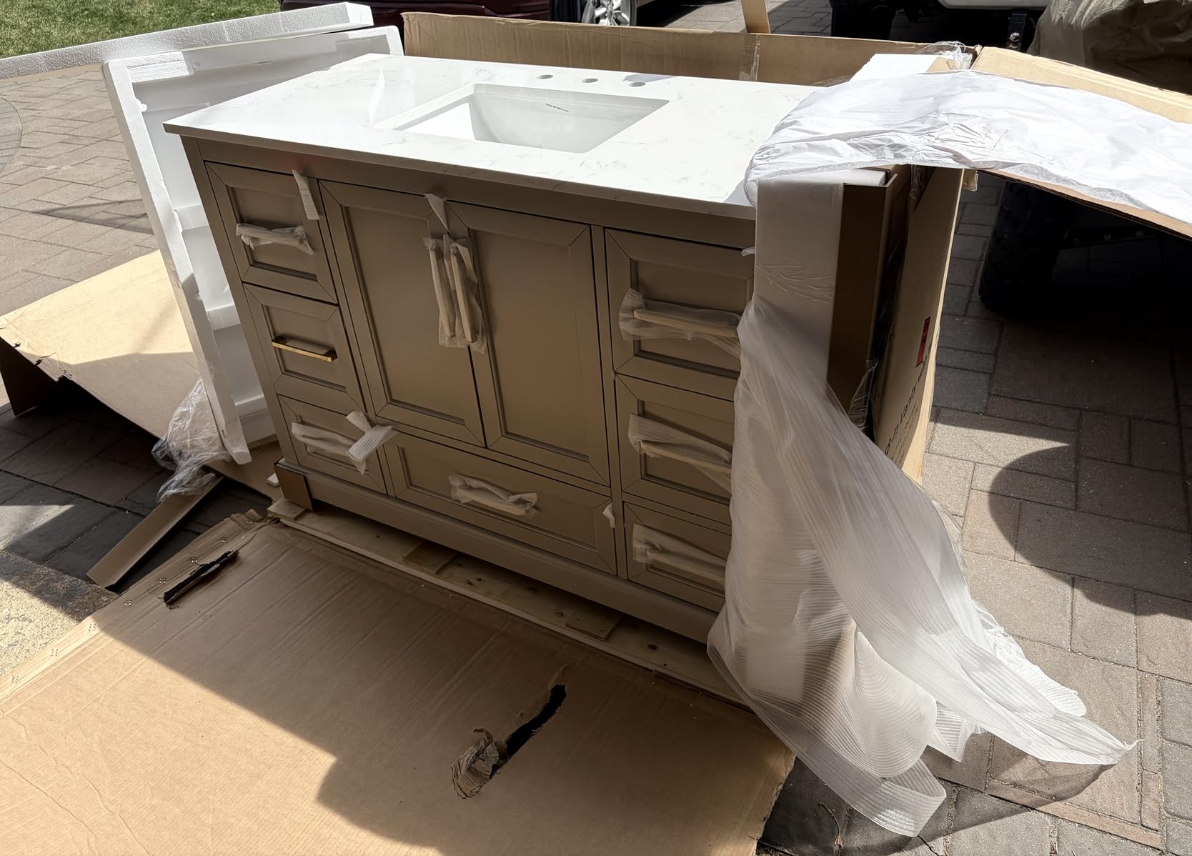 60 Inch Bathroom Vanity with Double Sink Combo, Greige customer photo 1
