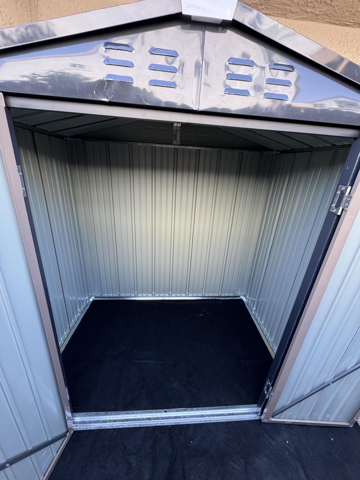 JUMMICO Metal Outdoor Storage Shed 6 x 8 FT Metal Shed with Lockable Door,Waterproof Garden Tool Shed Storage House for Backyard Patio Lawn,Grey customer photo 1