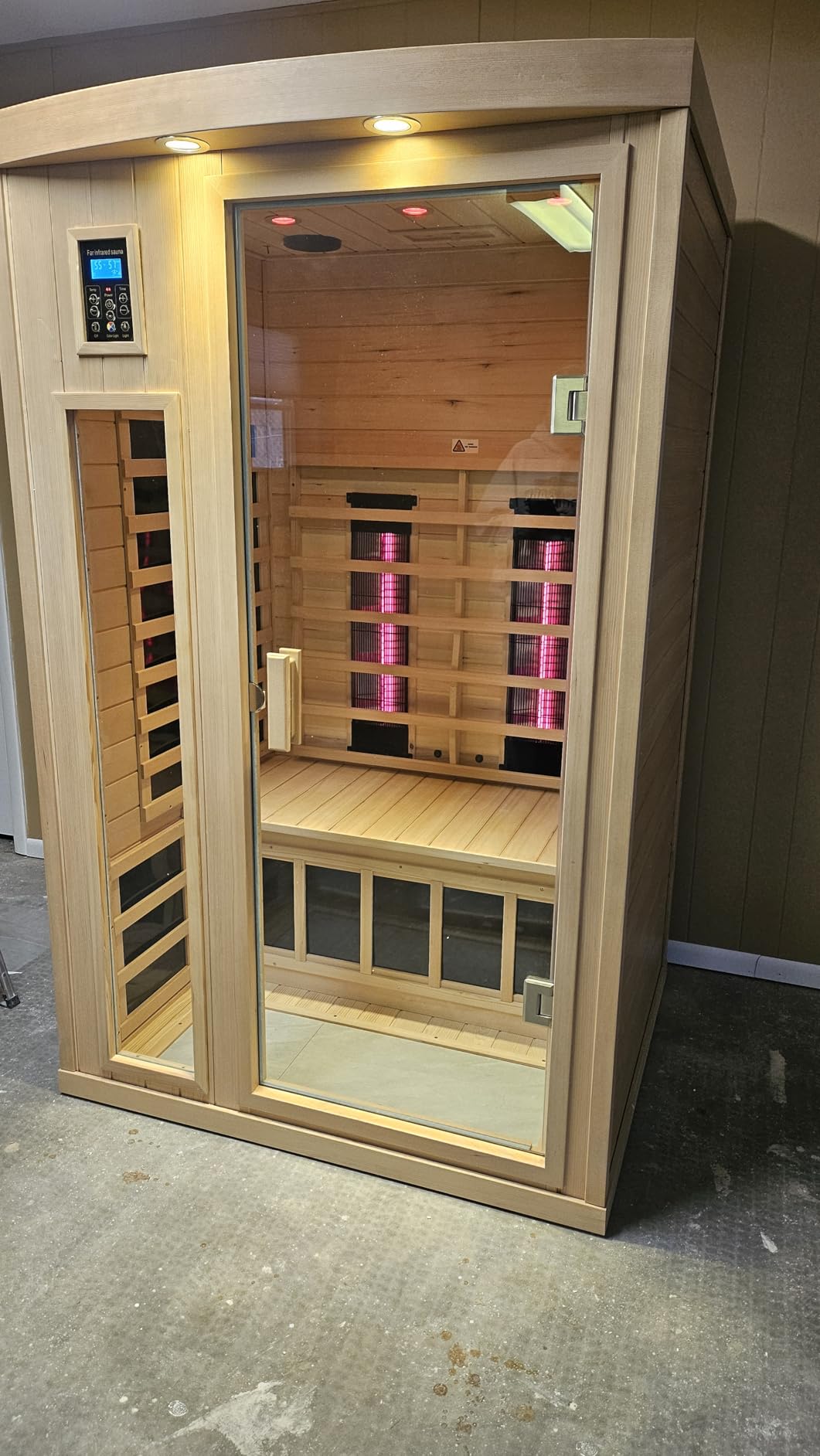 Outdoor Sauna 2 Person Low EMF Ceramic Infrared Saunas for Home | Mahogany Wood Home Sauna Room 2 Person Infrared Home Sauna with Bluetooth Speakers, LED Reading Lamps, Chromotherapy Lights customer photo 1