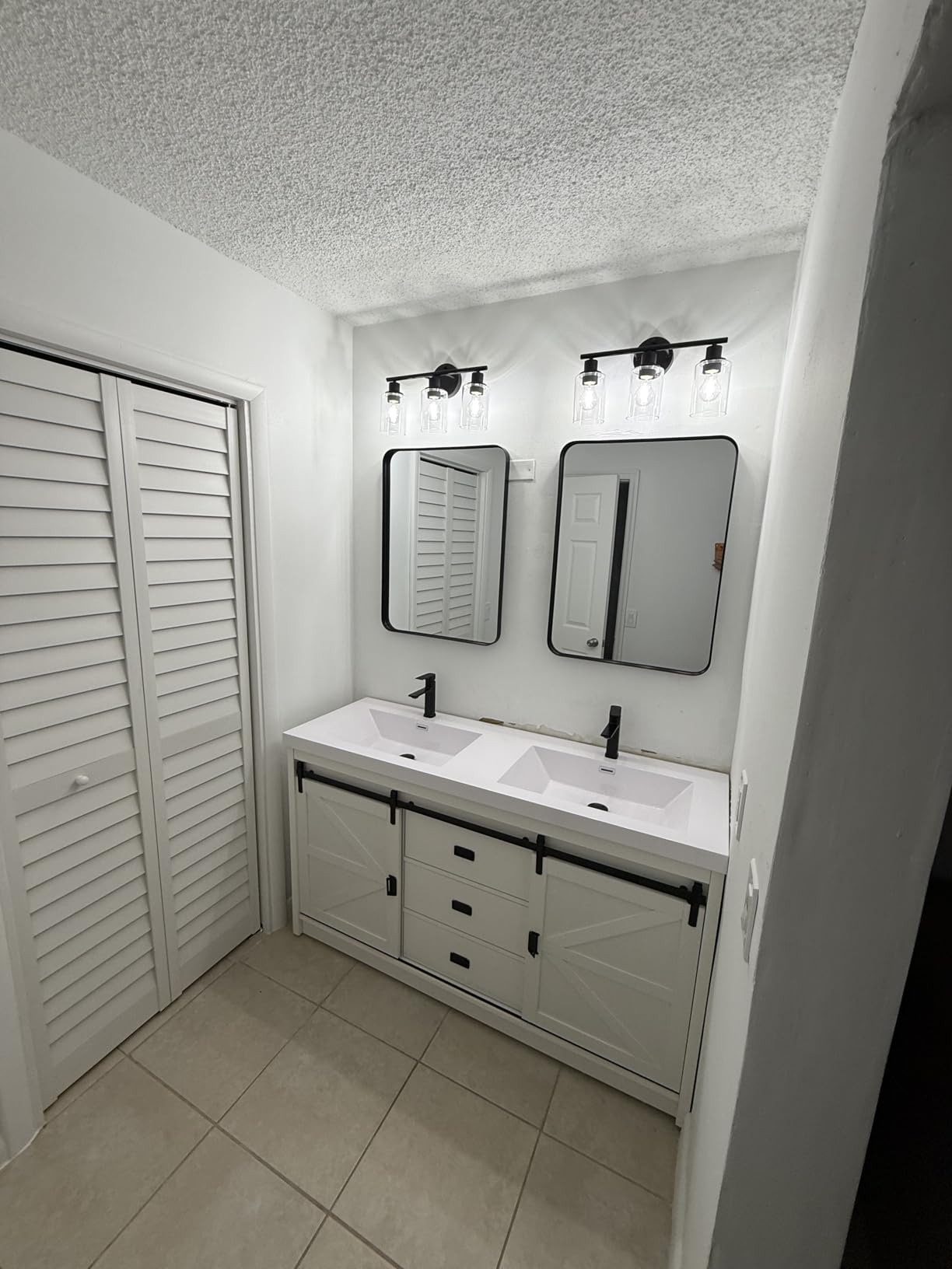 Double Bathroom Vanity with Sink & Faucet & Sewer Pipes, 59