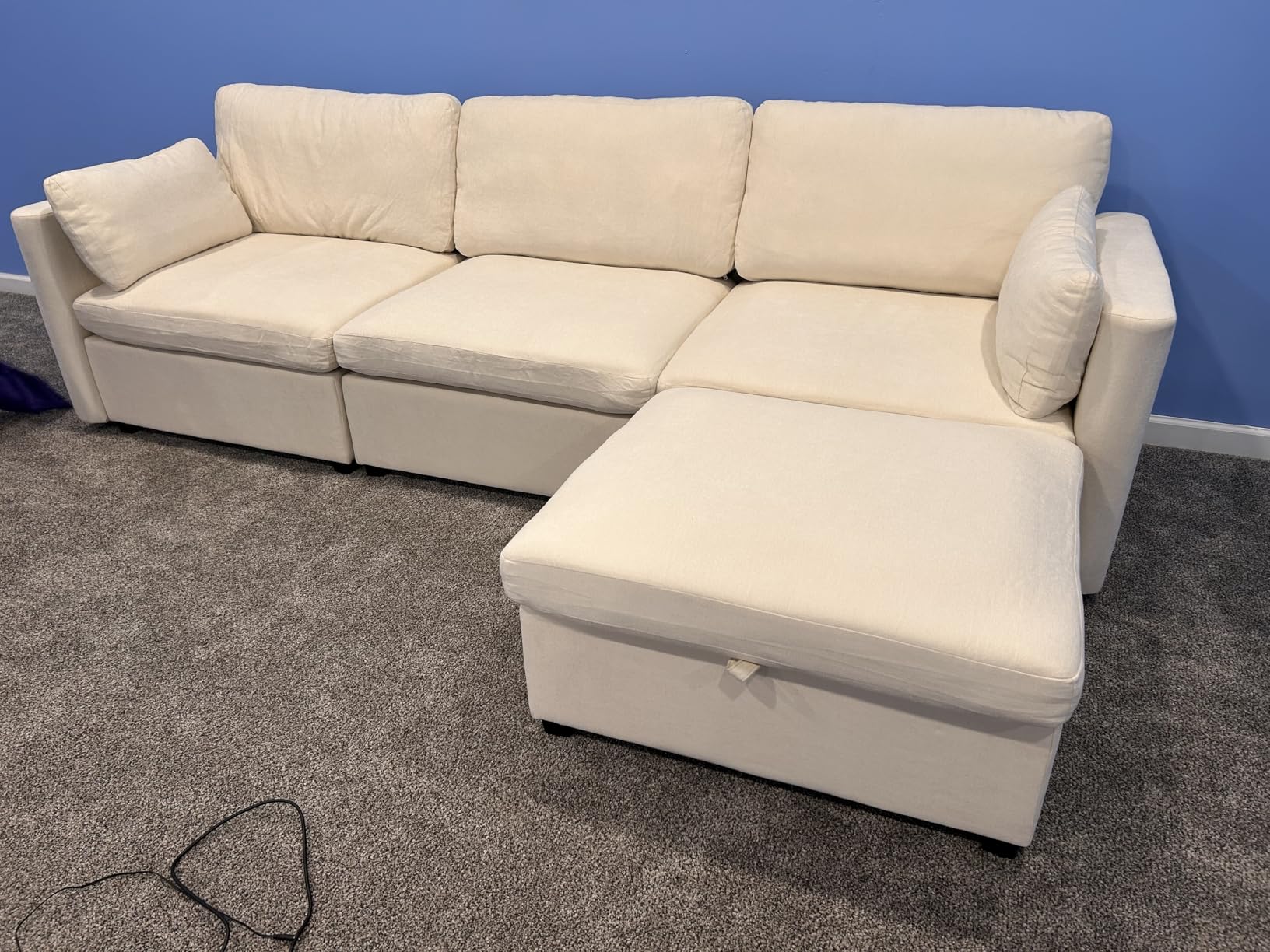 109 Inch Modular Sectional Sofa, L Shaped Couch with Storage Ottoman, Beige | 4 Seat, Easy to Move, Flexible Setup, Separate Ottoman Use, Pet-Friendly Durable Fabric, Deep Comfort Seat, Easy Assembly customer photo 1
