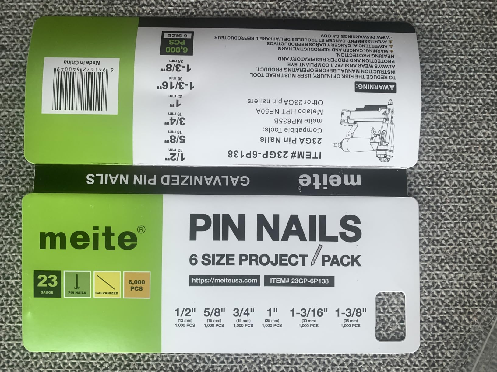 meite MP635B Pin Nailer with 6000 PCS Pin Nails (1/2