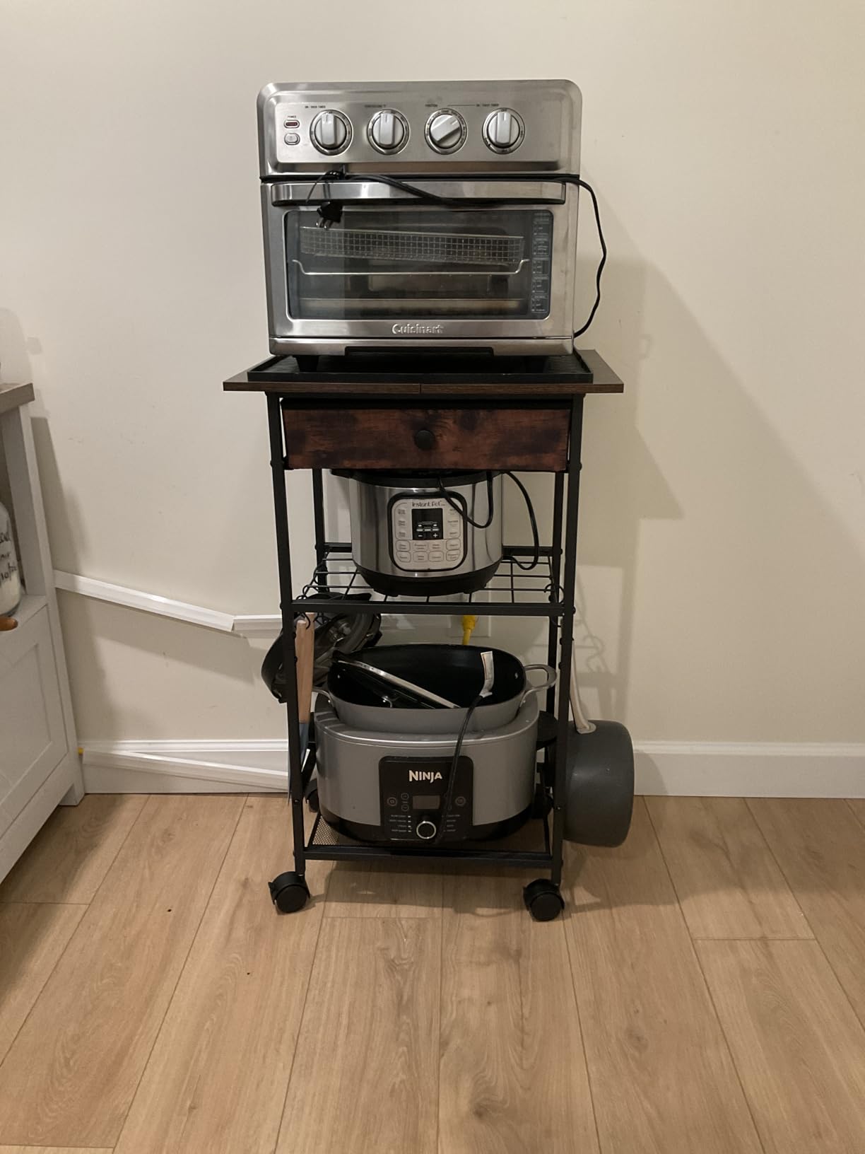 Microwave Cart, 4-Tier Microwave Stand with Adjustable Shelf | Kitchen Storage Cart on Wheels, Coffee Bar Cart Shelf for Living Room, Kitchen Island, Office, Balcony, Rustic Brown customer photo 1