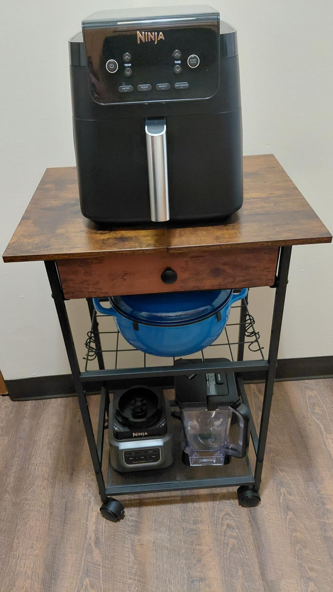 Microwave Cart, 4-Tier Microwave Stand with Adjustable Shelf | Kitchen Storage Cart on Wheels, Coffee Bar Cart Shelf for Living Room, Kitchen Island, Office, Balcony, Rustic Brown customer photo 2