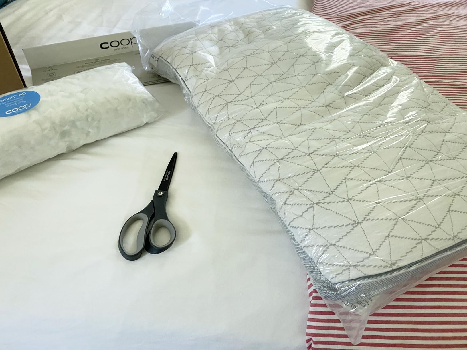 Coop Home Goods Eden Crescent Bed Pillow for Side & Back Sleepers, Queen Size, Adjustable Medium Soft Memory Foam Pillow with Cooling Gel & Ergonomic Crescent Shape, CertiPUR-US/GREENGUARD Gold customer photo 2