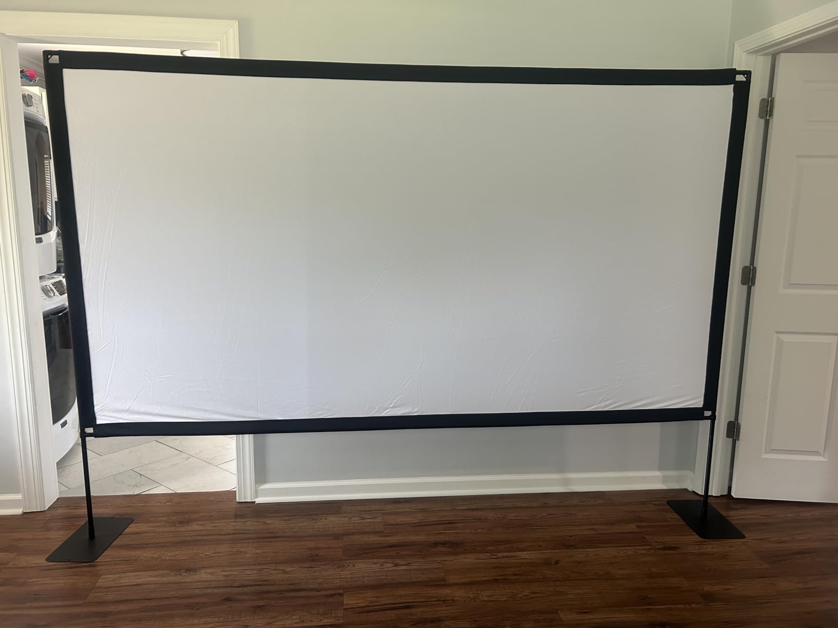 120inch Projector Screen with Stand: Portable Projector Screen Outdoor Indoor Front/Rear 16:9 4K HD with Carry Bag Sandbag- Movie Screen for Backyard Movie Night, Camping, Theater customer photo 2
