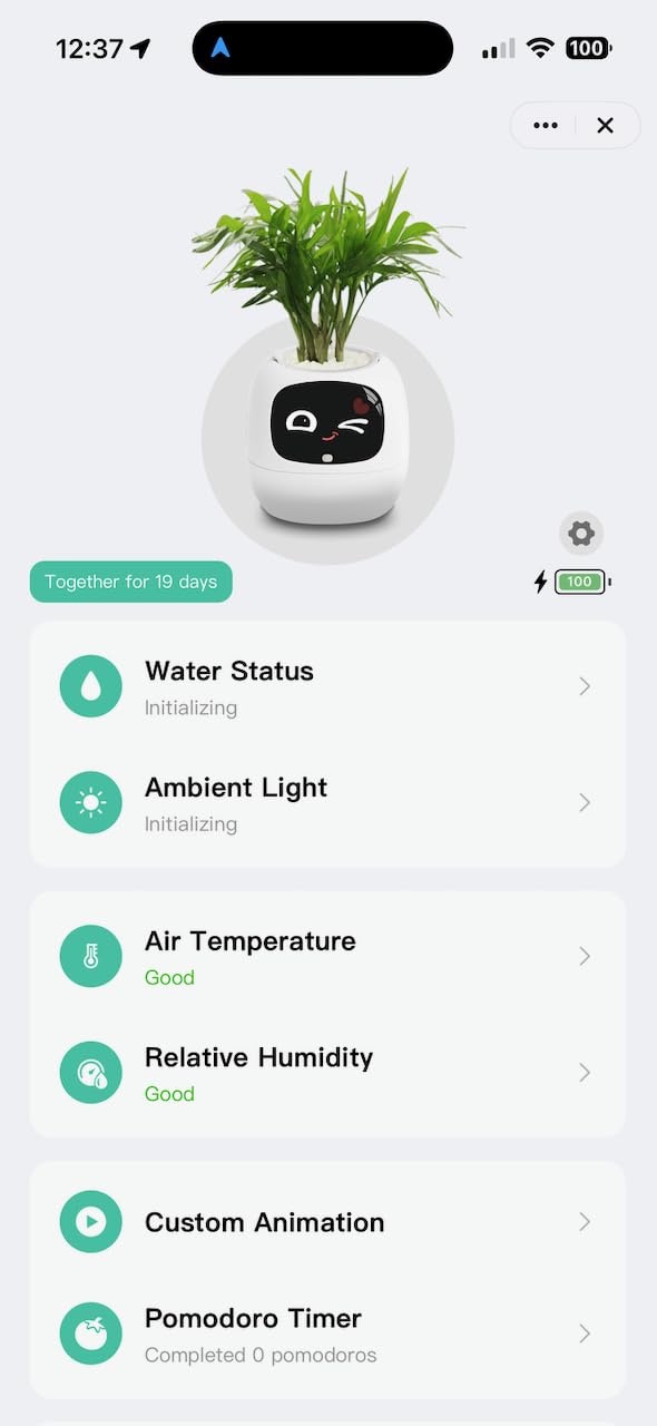 PLANTSIO Smart Plant Pot with Screen, 80ml Self-Watering Planter Green | Monitor Soil Moisture, Water Level, Light & Battery, supports 50+ plants. Pomodoro timer, clock & calendar customer photo 2
