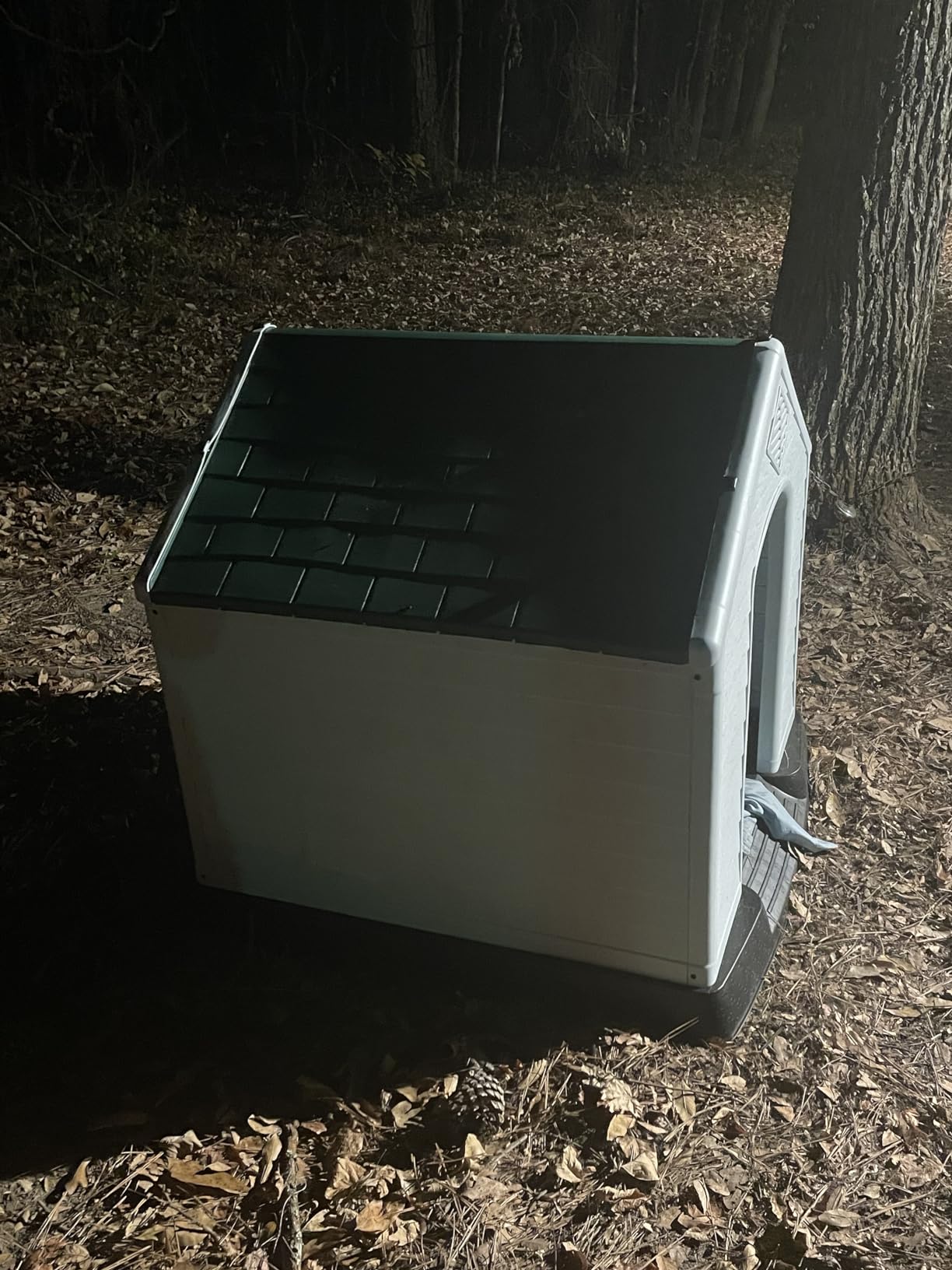FDW 39-Inch Dog House Indoor Outdoor Durable Ventilate Waterproof Pet Plastic Dog House for Large Dogs Insulated Puppy Shelter Kennel Crate with Air Vents and Elevated Floor,Dark Black customer photo 2